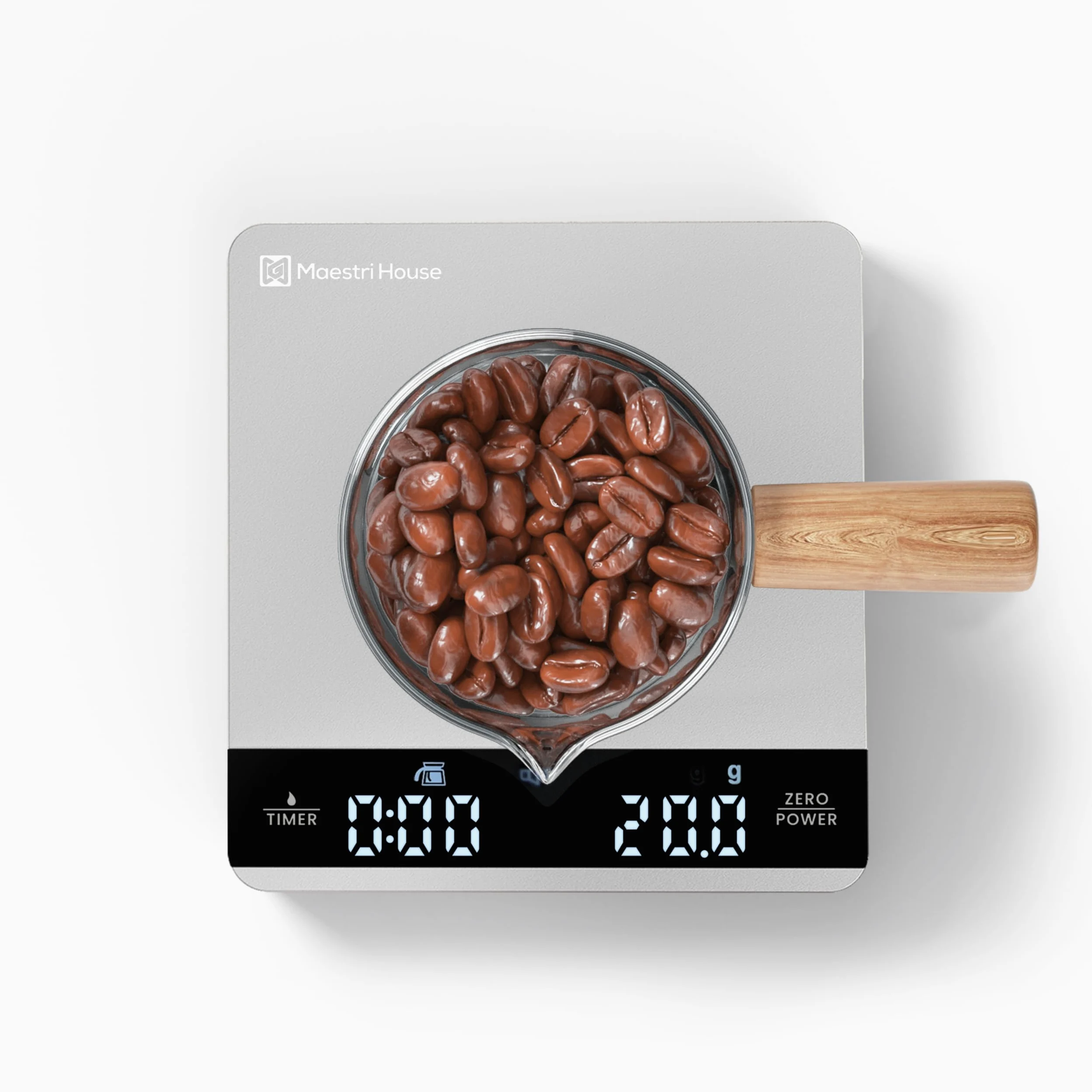 Maestri House Mini balance à café avec minuterie, rechargeable, 2 kg/0,1 g, balance de précision pour expresso et pour-over, balance de cuisine numérique portable avec chronométrage automatique