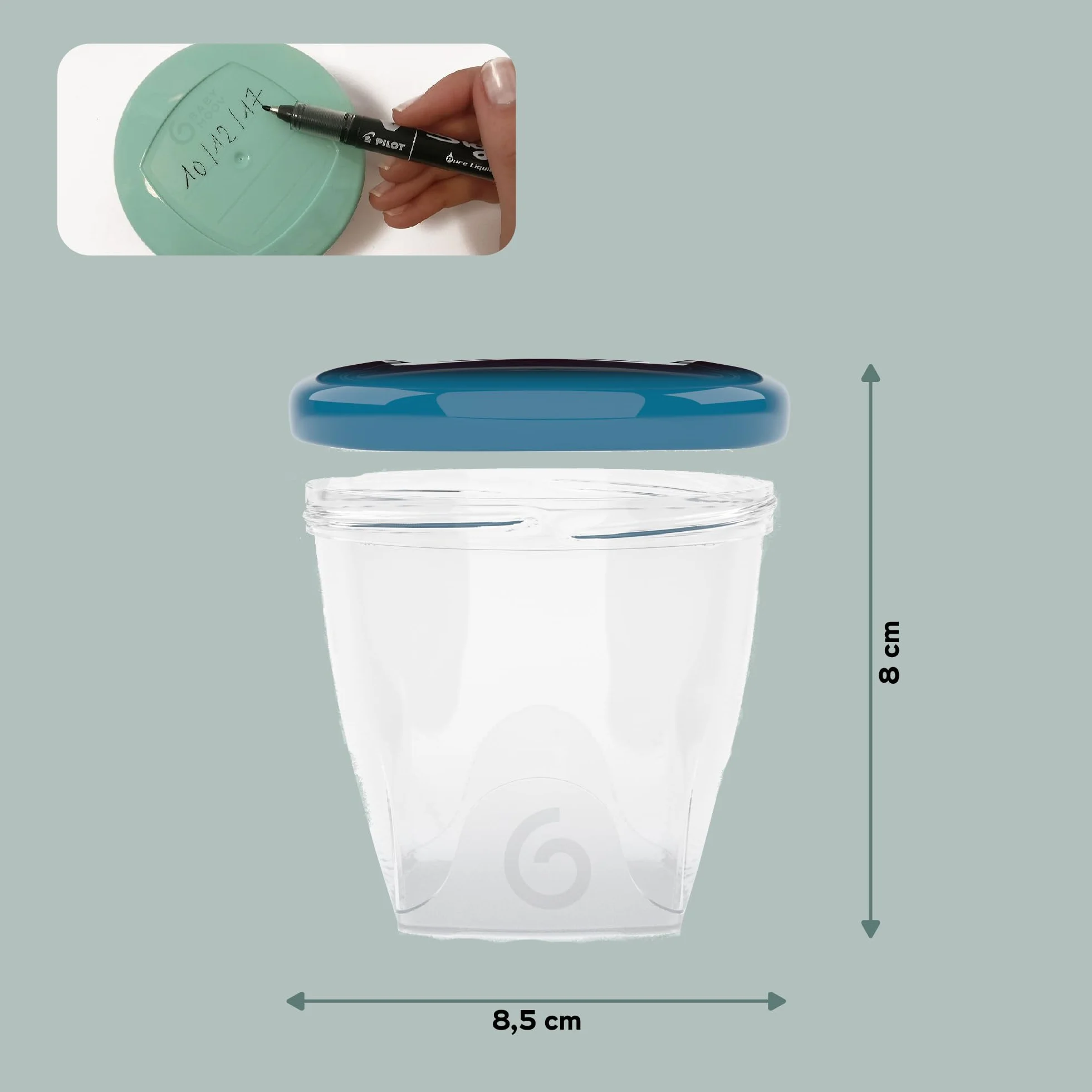 Babymoov Babybols Lot de 6 Pots de Conservation pour Bébé 250ml, Gradués, Sans BPA, Hermétiques