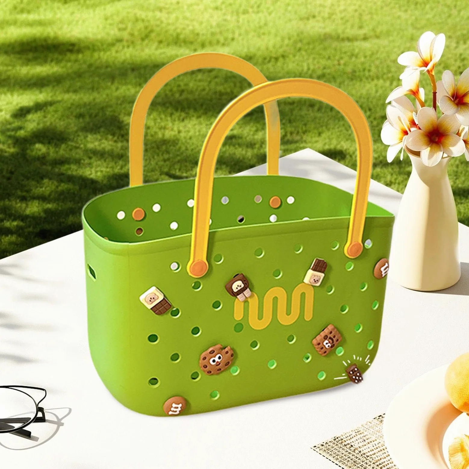 Sac de Plage, Portable, pour L'été, Sac de Tendance, Sac à Main, Panier de Plage Multifonctionnel, Vert