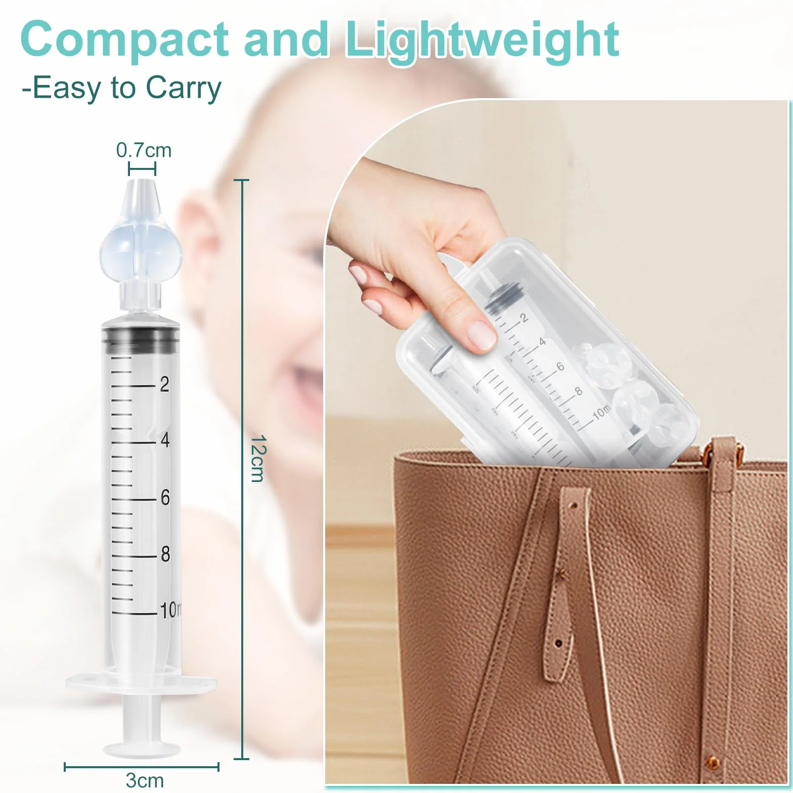 Baby Nasal Syringe 10ml 4 Pack, Safety Comfort Nasal Irrigator, Reusable Nasal Aspirator