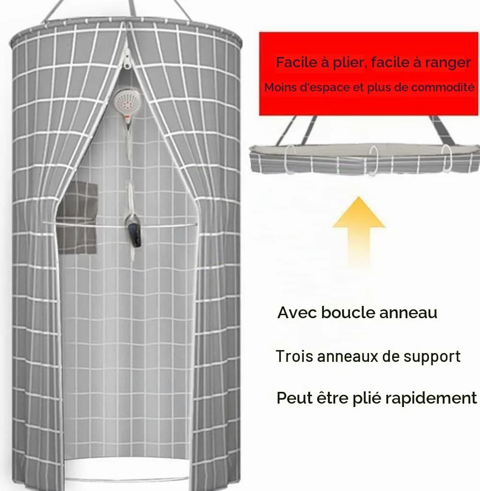 Générique Rideau de Douche Rond en Polyester à Suspendre - Double Fermeture éclair - Isolation Thermique - Portable - Isolation Froide - Tente à Suspendre