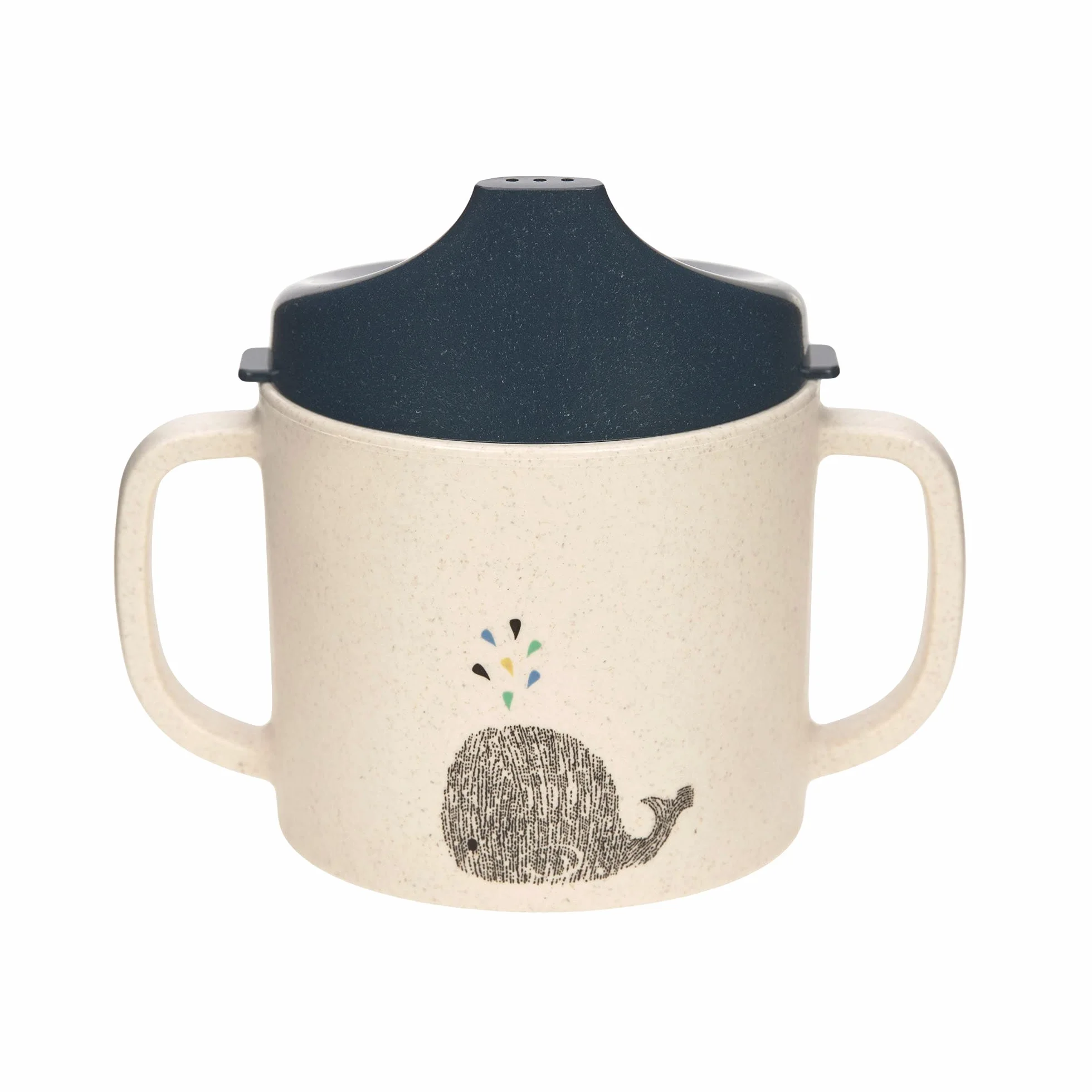 LÄSSIG Polypropylène PP Tasse à boire enfants anse couvercle amovible 150 ml Sippy Cup Little Water Whale