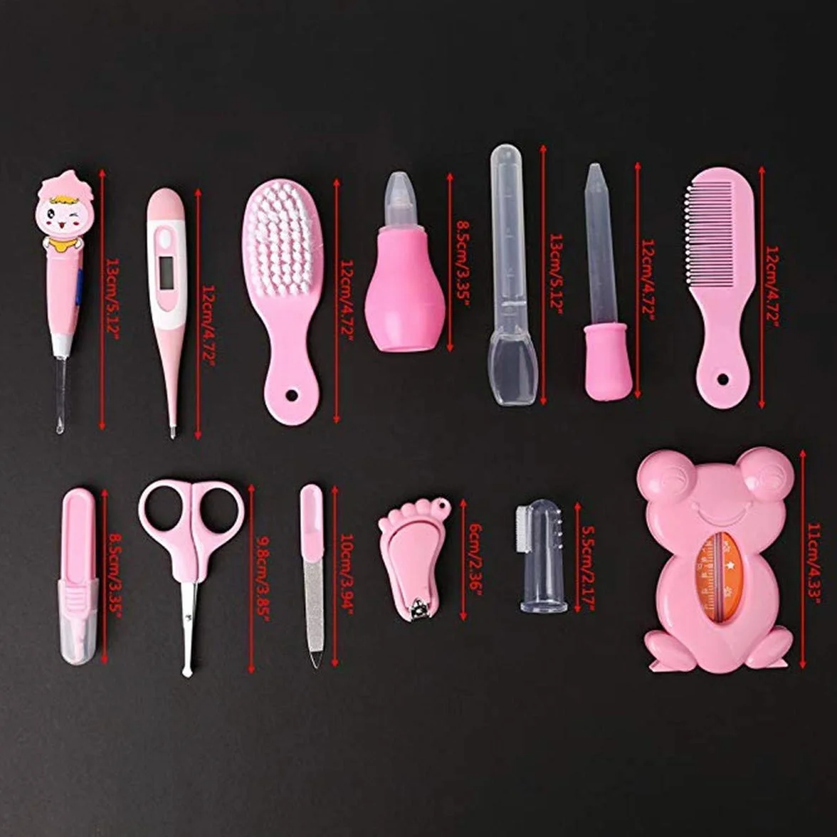 Kit de soins bébé nouveau-né 13 pièces Thermomètre Brosse Toilettage Trousse (Bleu)