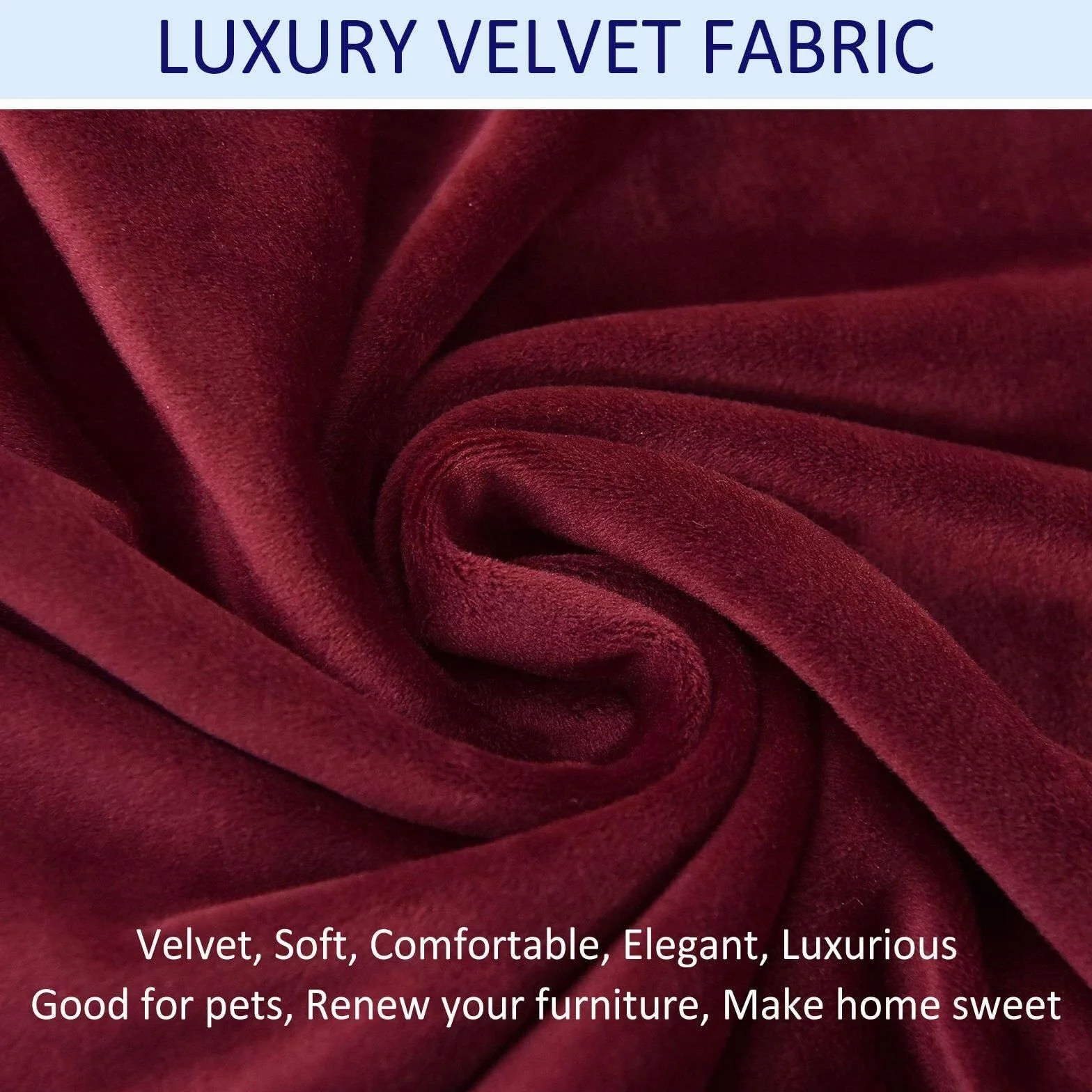 Housse de Fauteuil inclinable Velours Extensible 4 pièces Protection antidérapante Poche latérale Wine Red