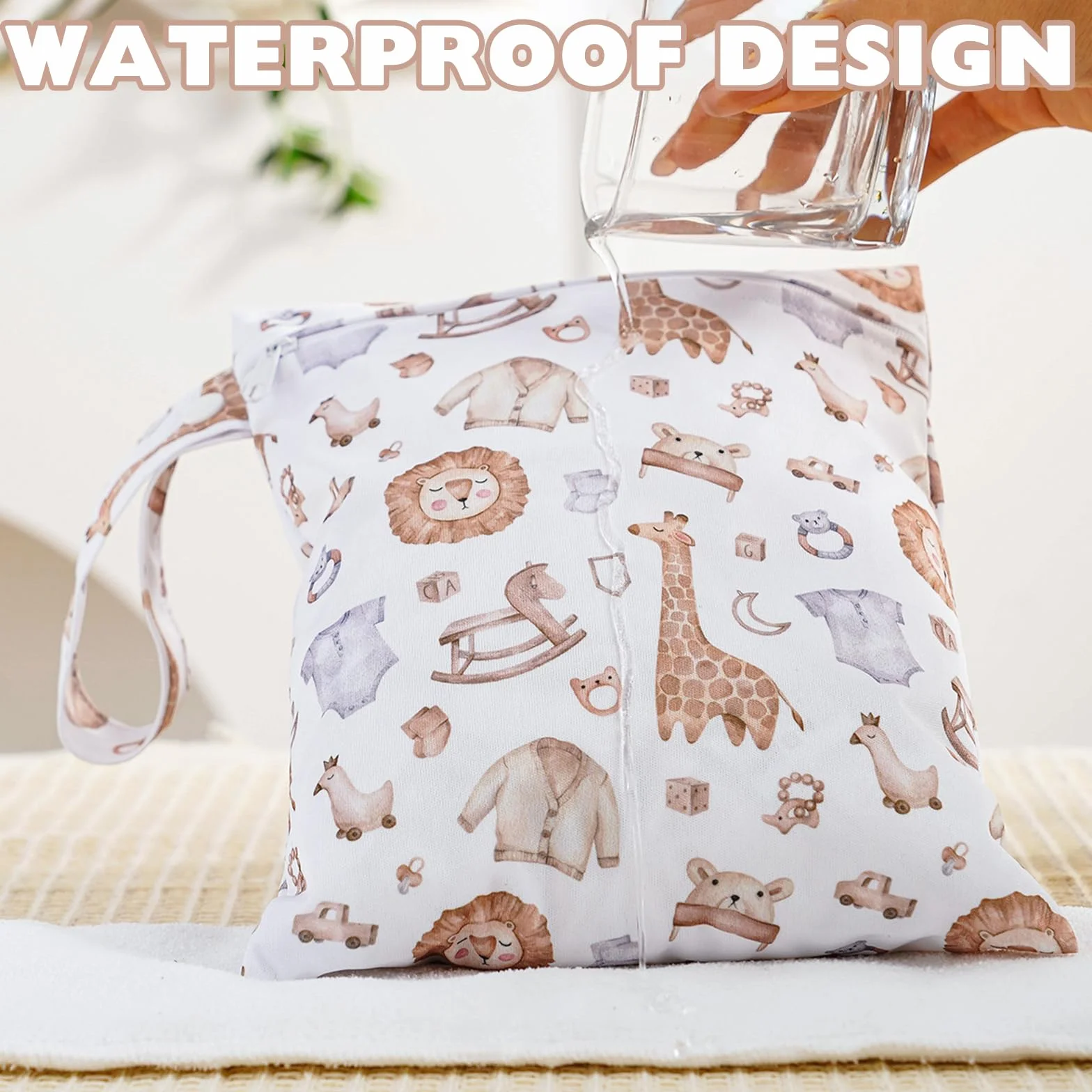 Sac à Couches Bébé 3 Pièces, Sac à Couche Lavable en Tissu, Wetbag Étanche pour Natation Camping Voyage