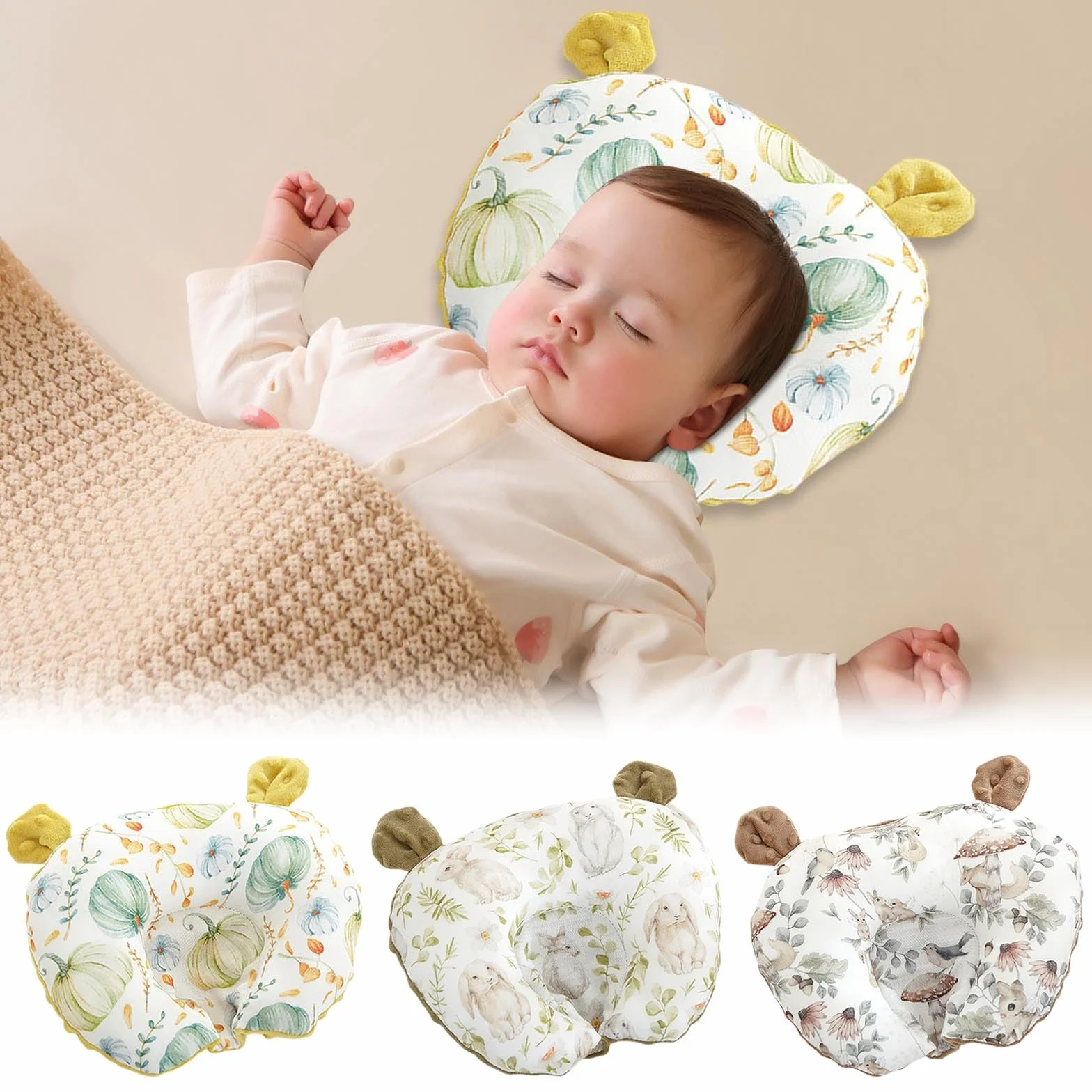 Oreiller pour Tout-Petit en Coton Biologique Doux Lavable en Machine Gris Clair