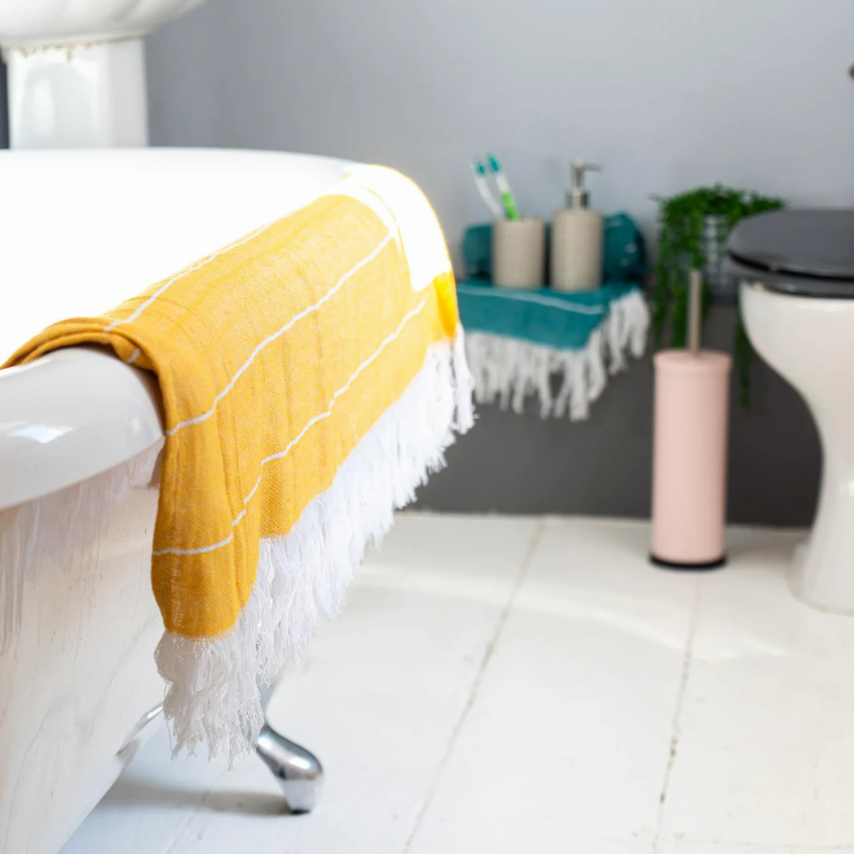 Nicola Spring Serviettes de Bain en Coton Turc - Légard Peshtemal Fouta de Plage légère - 173 x 92 cm - Cantaloup/Moutarde - Pack de 4