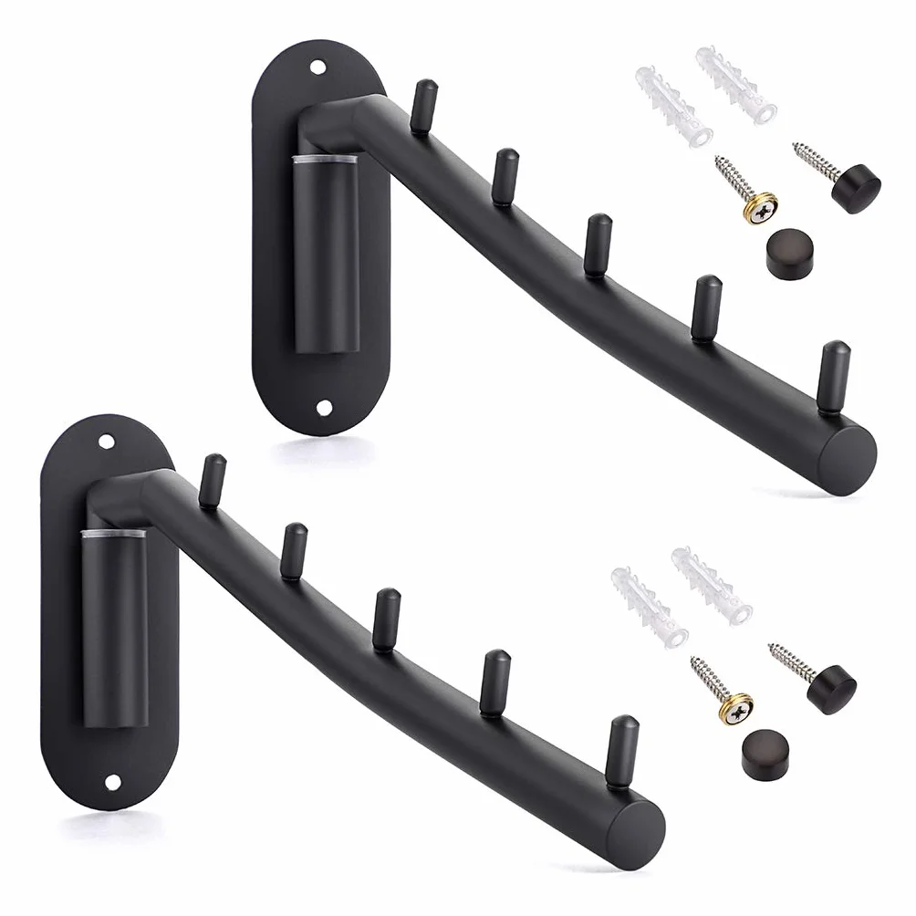 SUMNACON Lot de 2 cintres muraux en acier inoxydable avec bras oscillant, noir