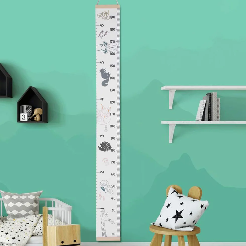 Toise Murale Bébé Enfant Règle de Mesure Autocollant Mural Motif Animal Mignon Décoratif
