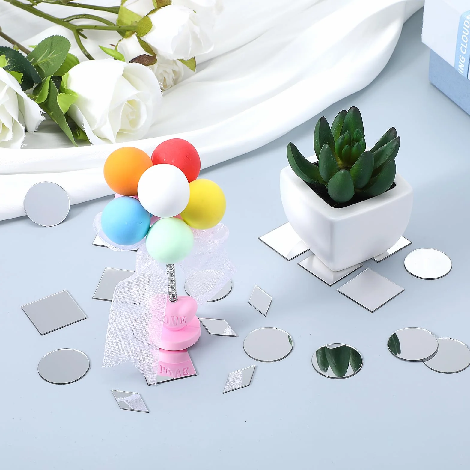 Lot de 150 mini miroirs adhésifs ronds en acrylique 2,5 cm - autocollants amovibles pour décoration DIY et armoire