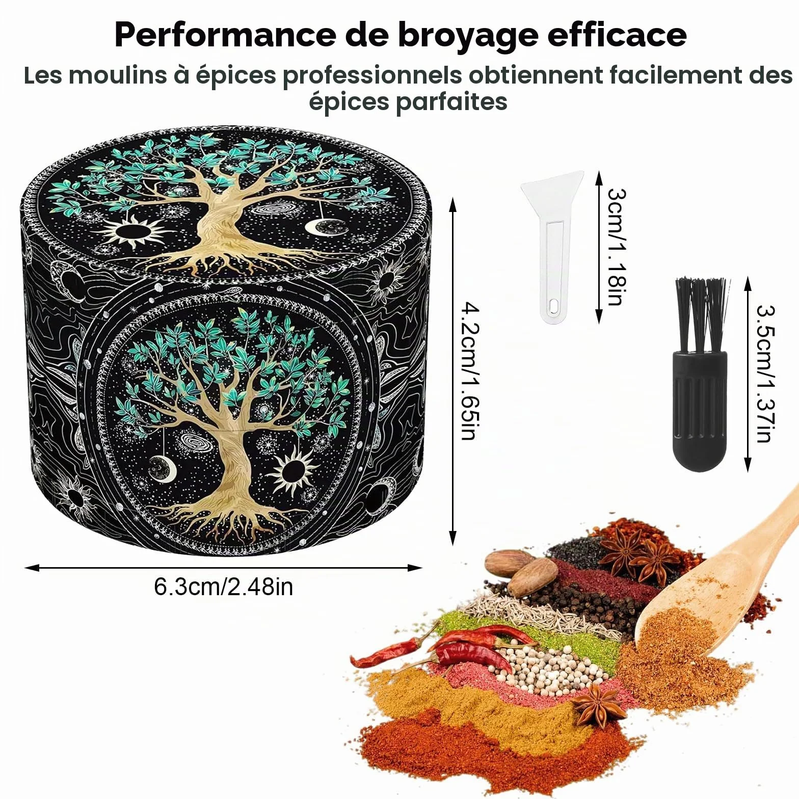 Effriteuse Grinder 63 mm Grattoir Brosse Plastique Motif d'Arbre