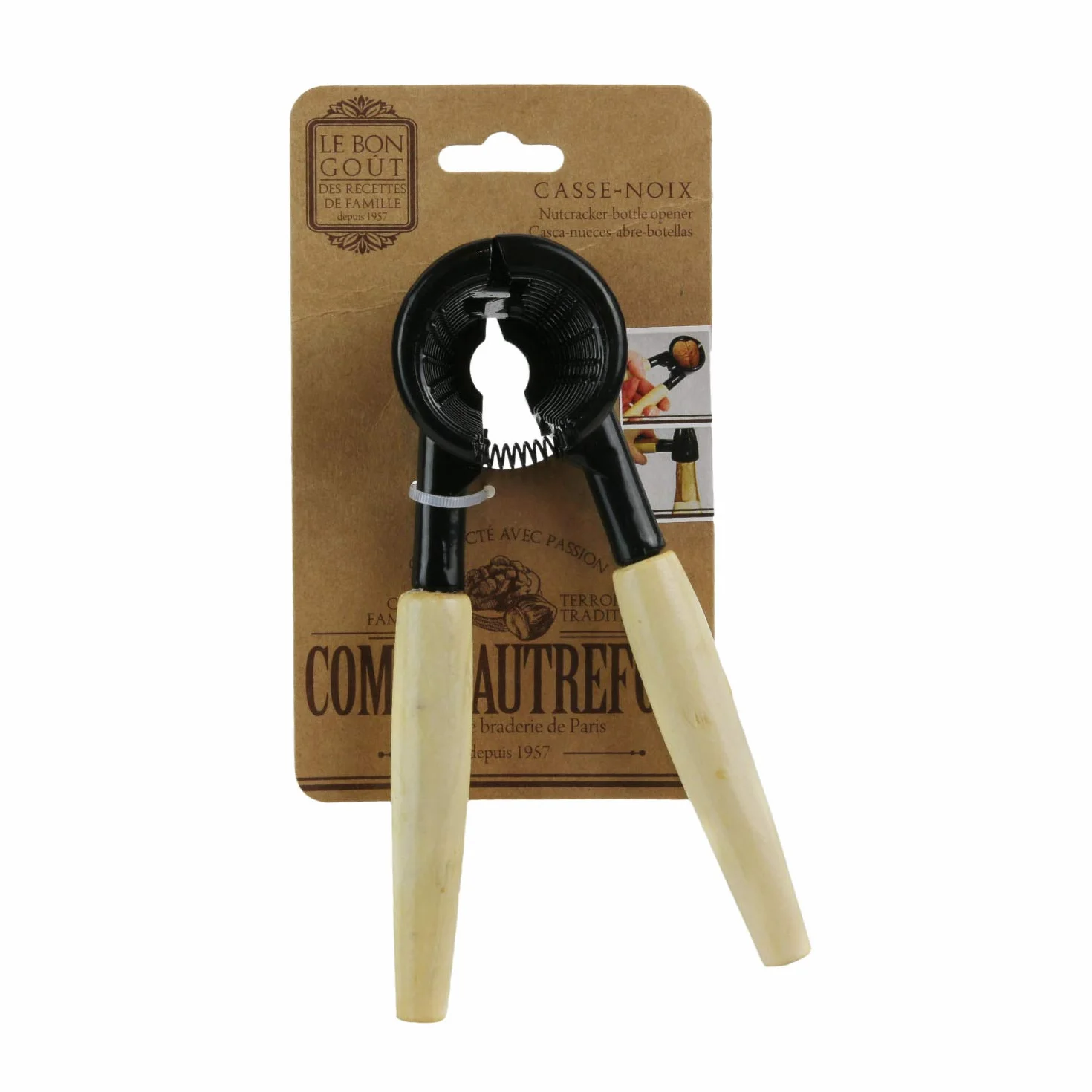 COOK CONCEPT Casse Noix Ouvre Bouteille avec Pince Manche Bois Structure Métal Robuste Dimensions Compactes