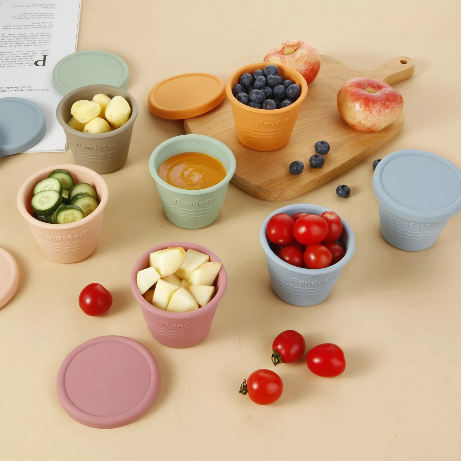 PandaEar Lot de 12 Contenants de Stockage en Silicone pour Aliments pour Bébés 120 ml Récipients Réutilisables