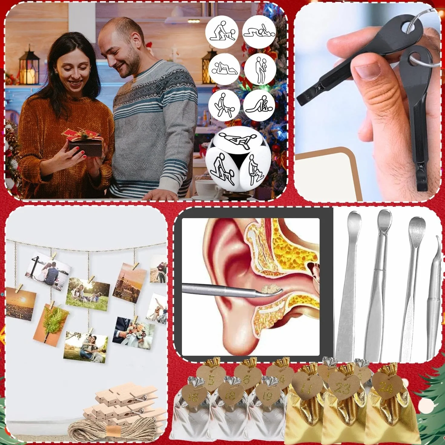 Calendrier de l'Avent Homme Adulte Bricolage Outils Chaussettes Noel Boussole Nettoyage Cadeau
