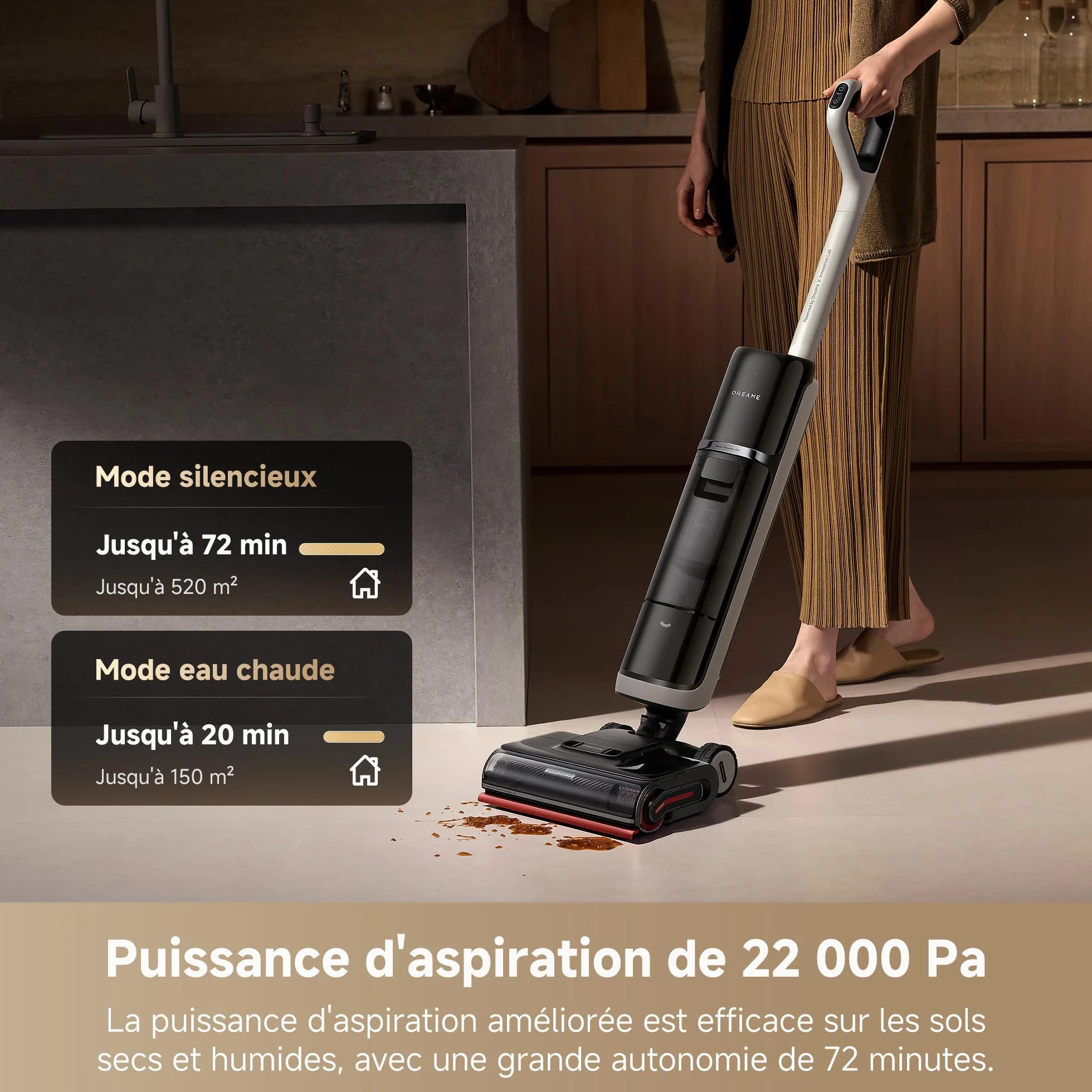 DREAME H15 Pro Heat Aspirateur Laveur 85°C 22000Pa IA GapFree Robot Nettoyage Sols