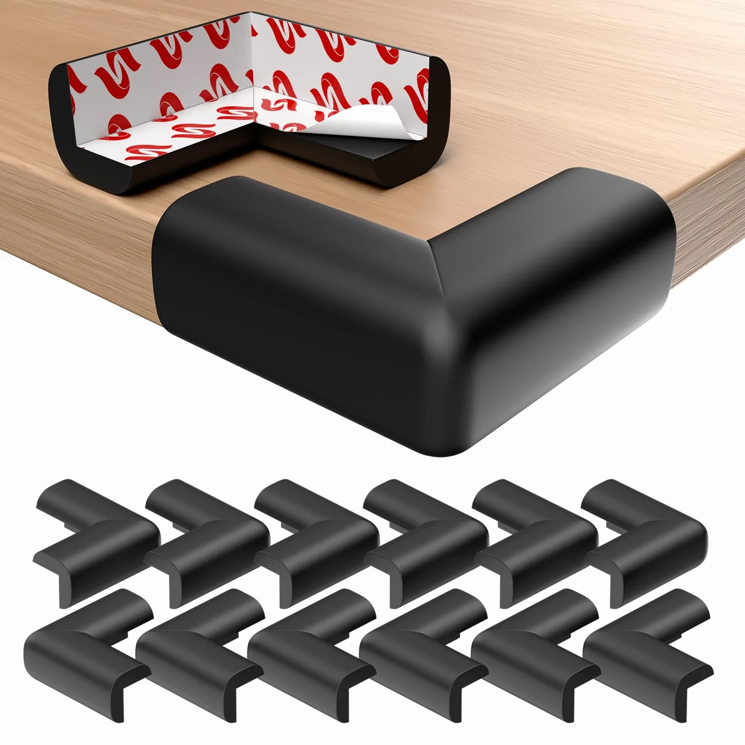 Lot de 12 Coins de Table Protection Bebe, Mousse Souple, Protection Angle pour Meubles, Noir