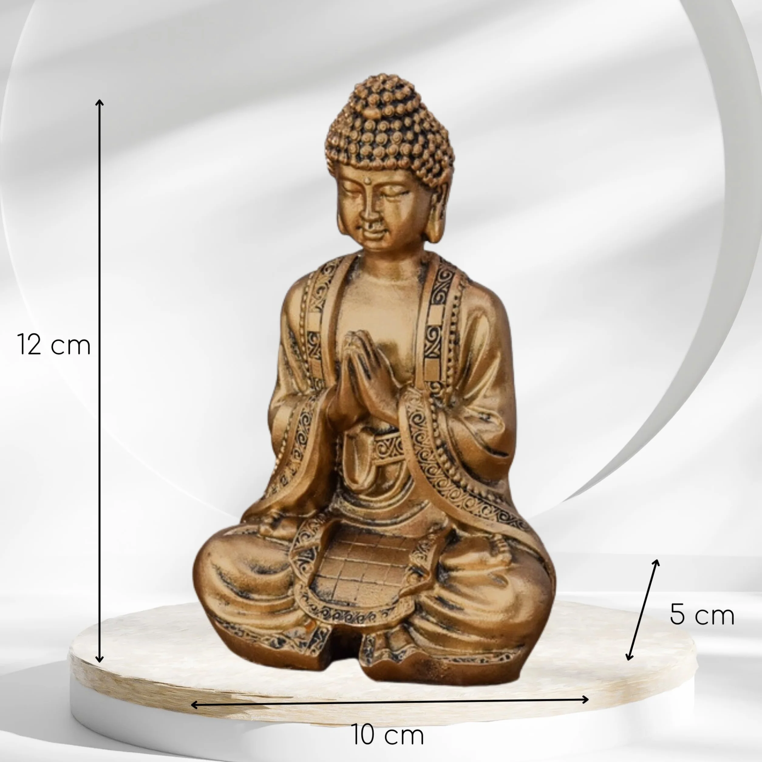 Statue Bouddha Or Méditation 12cm Zen Feng Shui Décoration Intérieur