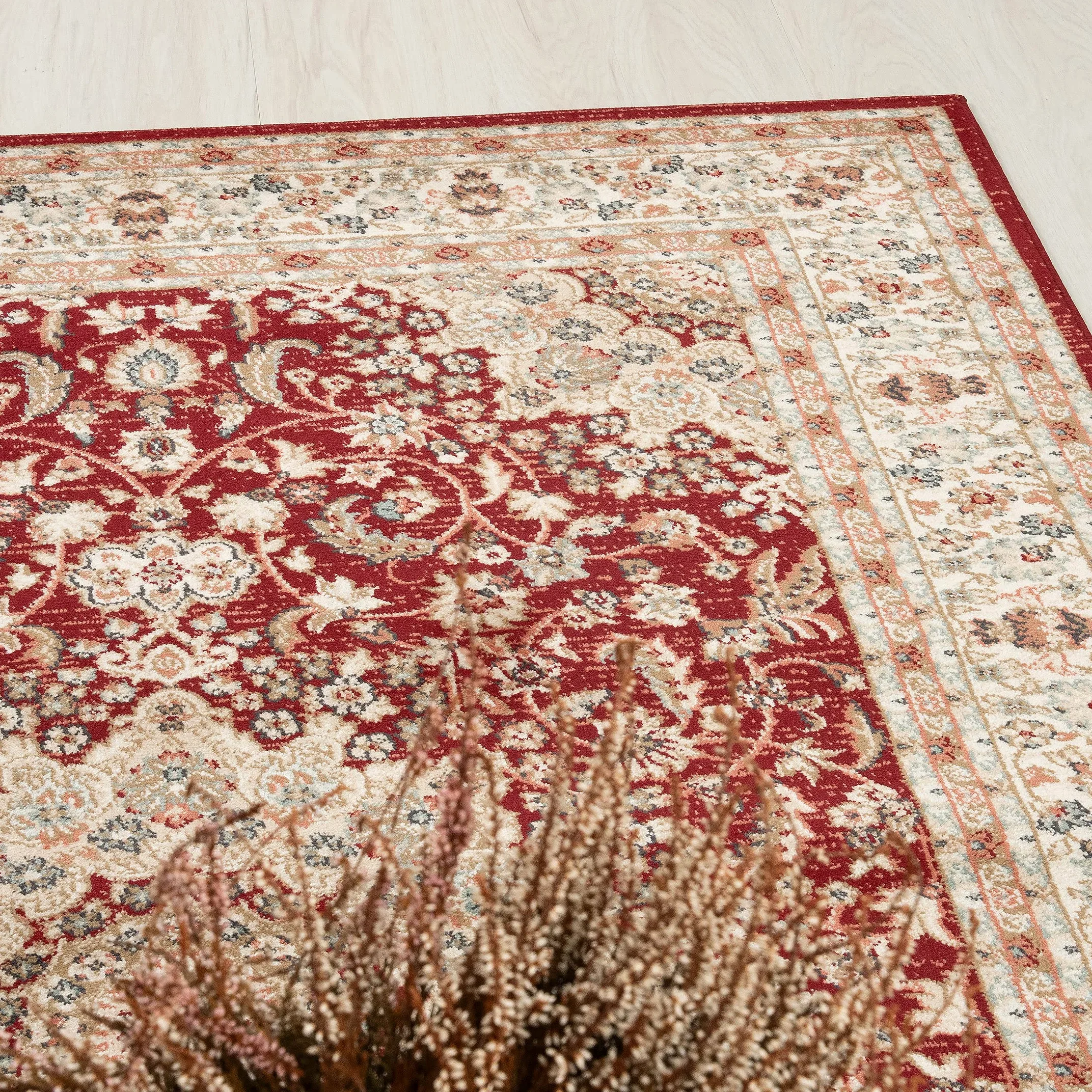 Carpeto Tapis Couloir 80x150cm Rouge Classique Traditionnel Doux Décoratif | Tapis pour Entrée Cuisine Bureau Salon Chambre Salle à Manger Anti-Allergène Chauffage au Sol Facile D'entretien Synthétique