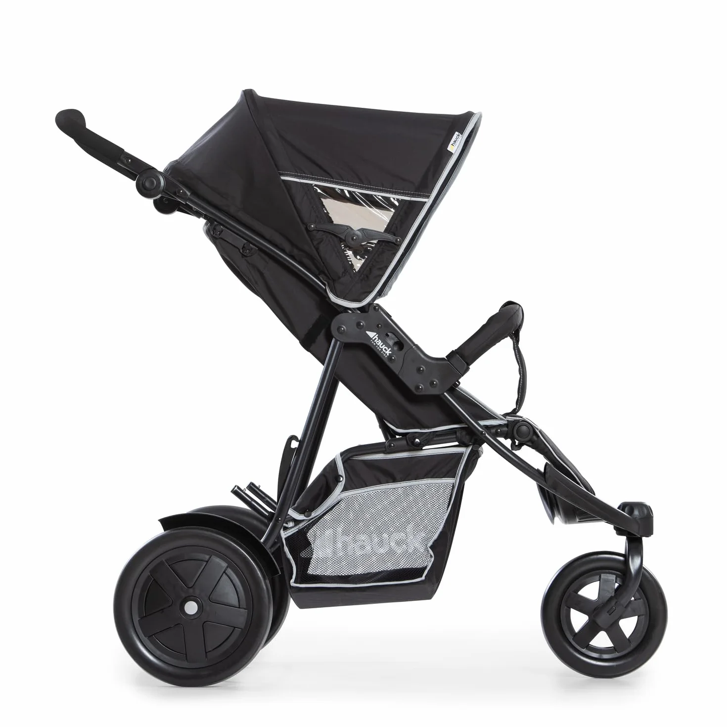 Hauck Freerider Poussette Double 3 Roues pour 2 Enfants Noir - Siège Inclinable, Charge 15 kg, Poignée Réglable, Habillage Pluie Inclus