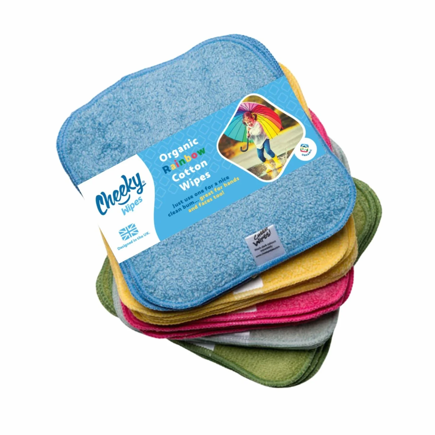 Cheeky Wipes Lot de 25 lingettes en coton bio épais 15 x 15 cm réutilisables extra douces