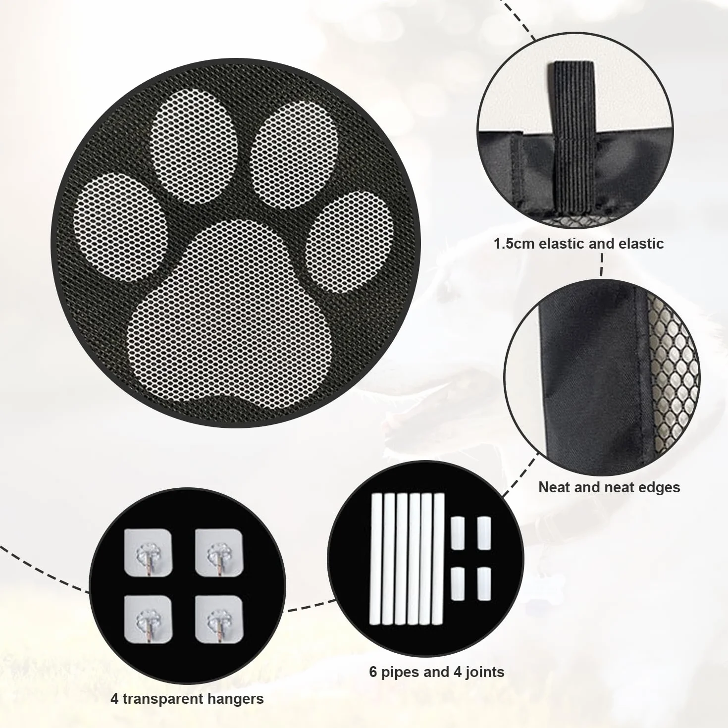Barrière Escalier Chien, Barrière de Sécurité Portable pour Enfant et Animaux, sans Percage 110x72 cm Noir