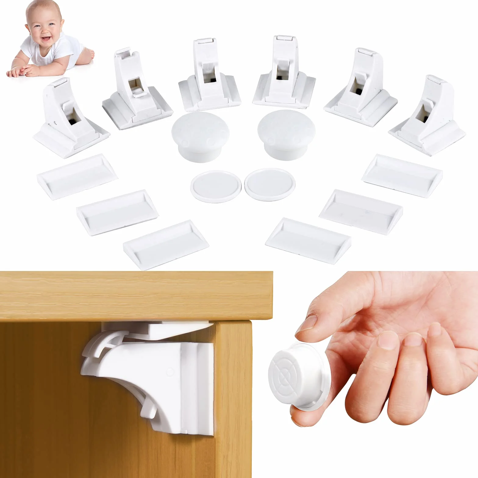 SENDIS Sécurité Bébé Placard Bloque Porte Verrous Magnétique 6 Serrures + 2 Clés