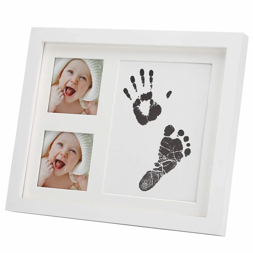 Kit d'impression main et pied bébé Cadre Photo Bois Tampon Encreur