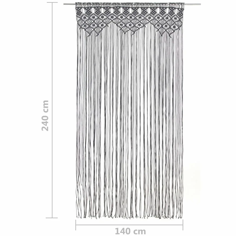 Rideau en macramé Anthracite 140x240 cm Coton Salon B | Thermique Isolant Lumiere et Anti Chaleur Rideau Fenêtre pour Chambre et Intérieur
