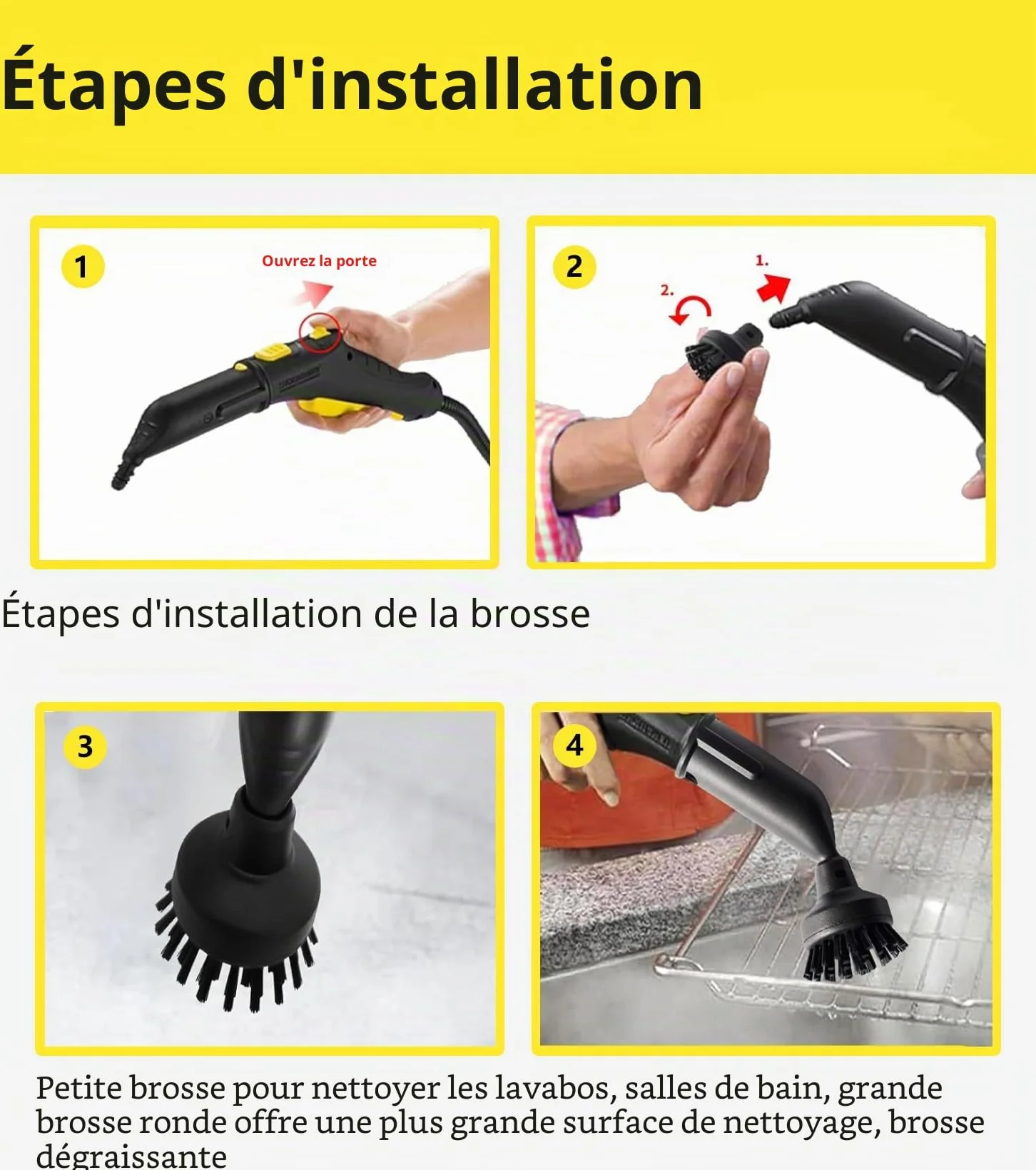 Accessoires Karcher SC1 SC3 SC2 SC4 SC5 lot de 8 pièces de rechange brosse manuelle
