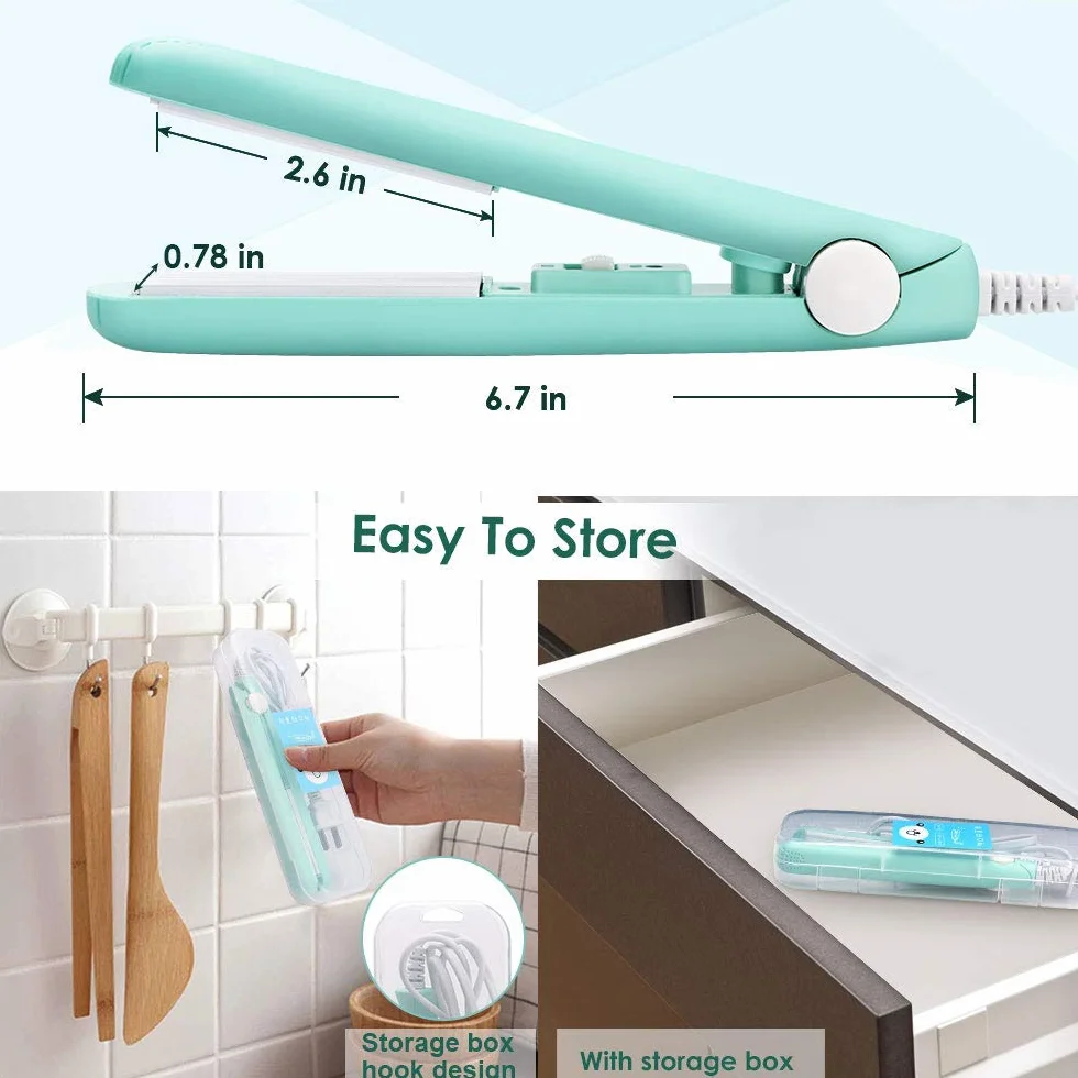 Mini machine de scellement portable pour sacs de nourriture, Smart Control, feuille chauffante, Vert