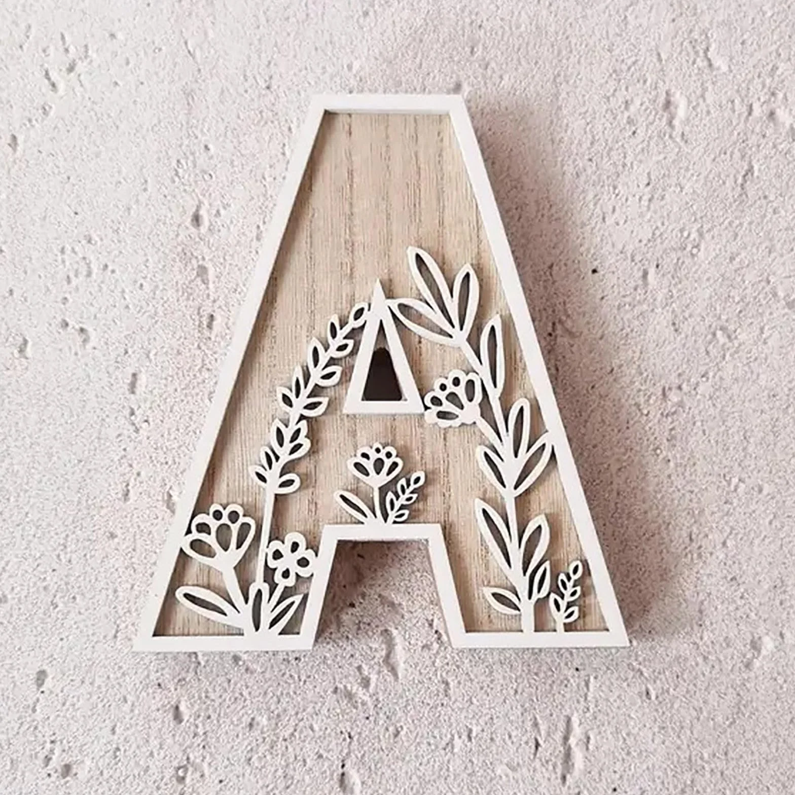 Décoration Murale Lettres en Bois 26 Lettres Peintes Fleurs Chambre Enfant Mariage