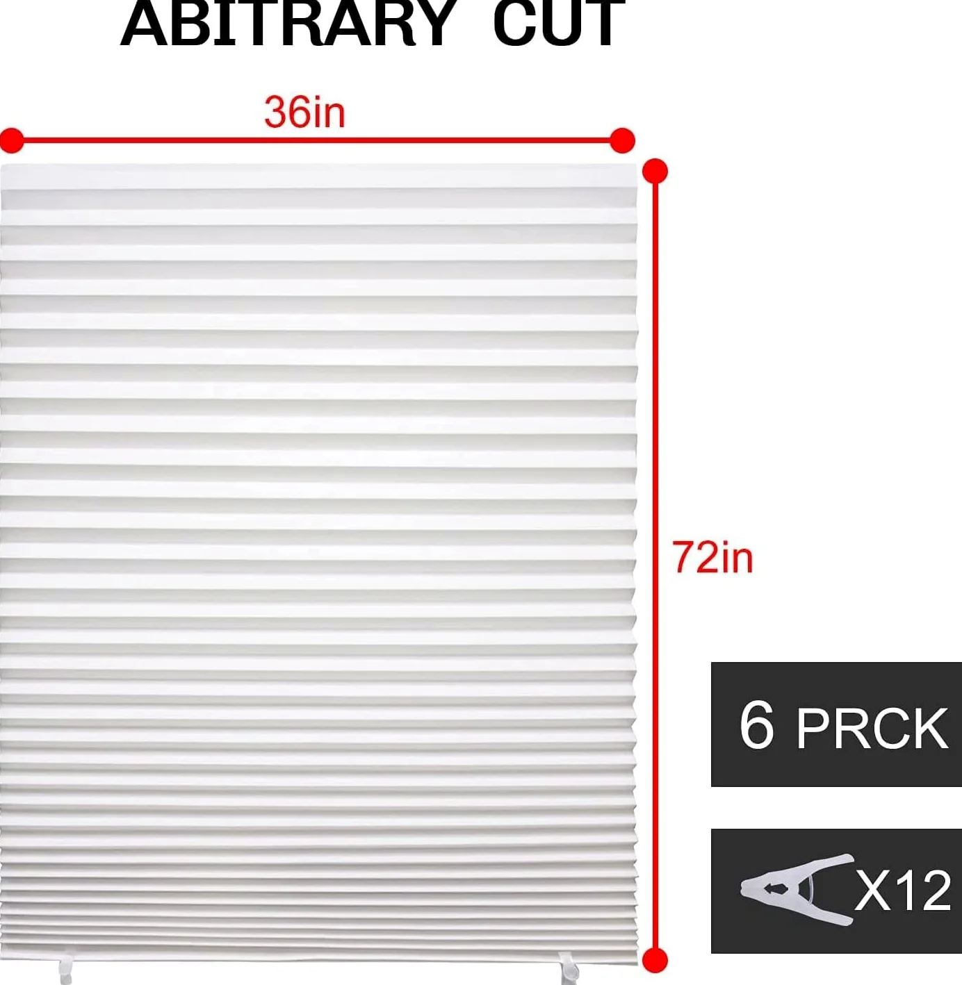 Store Plissé sans Perçage, Store Occultant Temporaire Thermo Protection Solaire pour Fenêtres, Rideau Occultant Thermiques avec 12 Clips - 6 Piece, Facile à Couper et à Installer (Blanc,90X150cm)