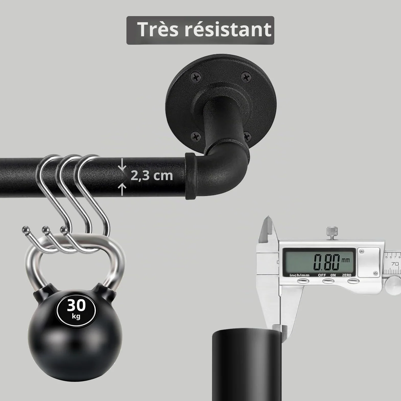 Tringle à Rideau Extensible Style Industriel, Tringles Rideaux pour Rideaux à œillets, Barre Rideau Extensible 67cm - 122cm. ((67cm - 122cm) X 2 PACK)