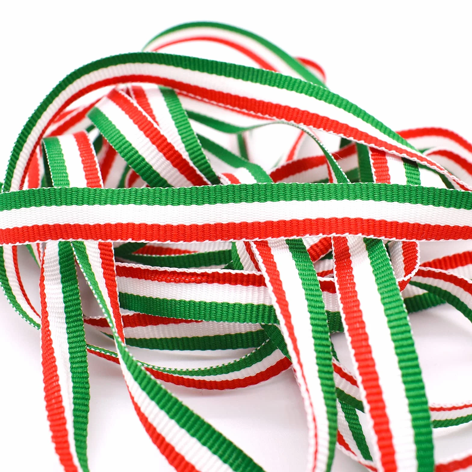 TRIXES Ruban décoratif italien tricolore en nylon 45 m x 10 mm Rouge vif blanc vert