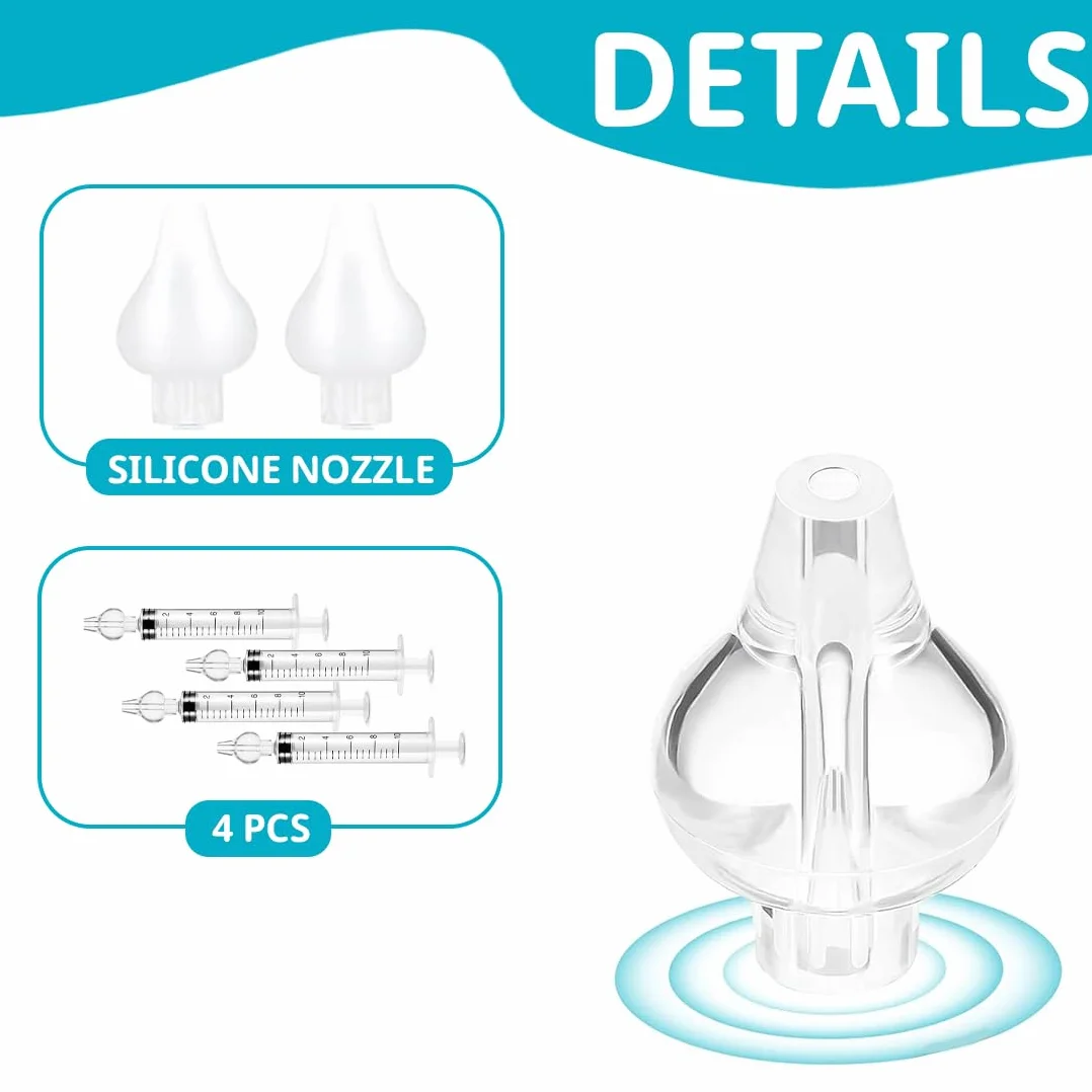 Lot de 4 mouches bébé seringue nasale Nettoyeur de nez Dispositif de rinçage irrigation nasale Sans BPA