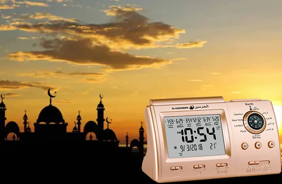 Islamique Azan Horloge Table de Prière Athan Couleur Or