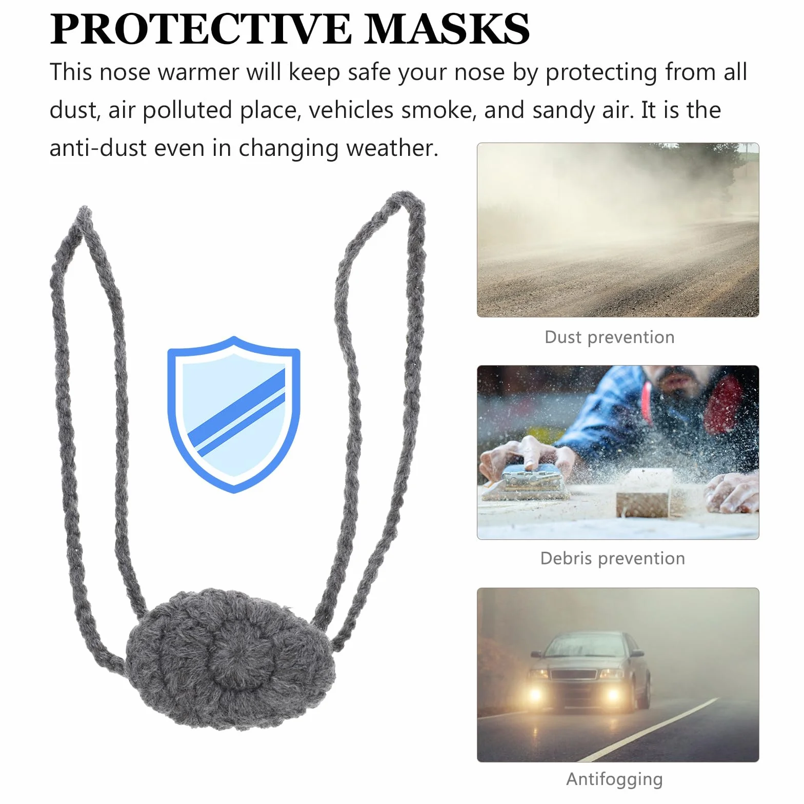 Milisten Chauffe-nez protection hiver 14x4,85 cm gris