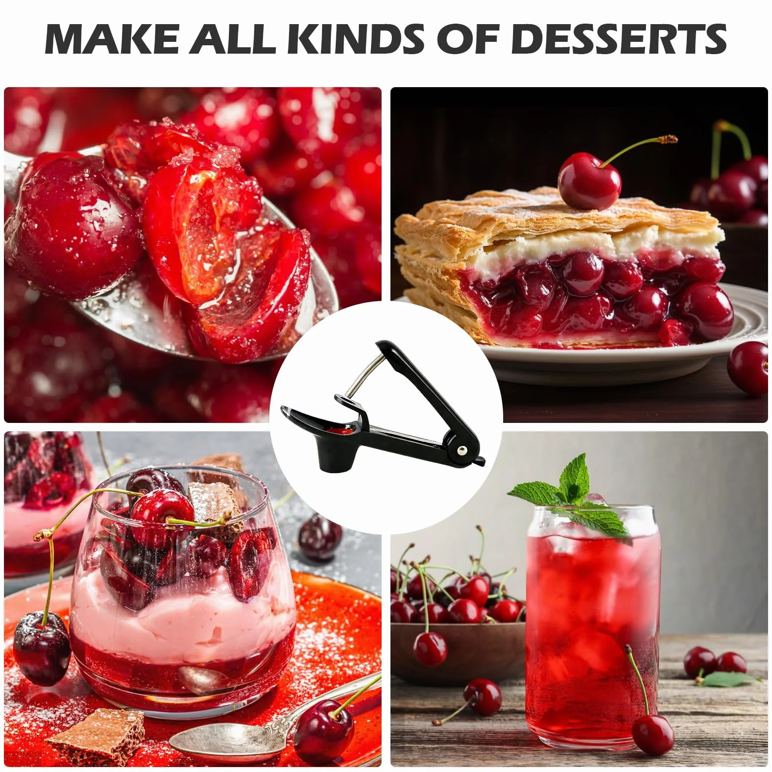 Dénoyauteur de Cerises Manuel Multifonctionnel pour Fruits, Portable Cuisine Noir