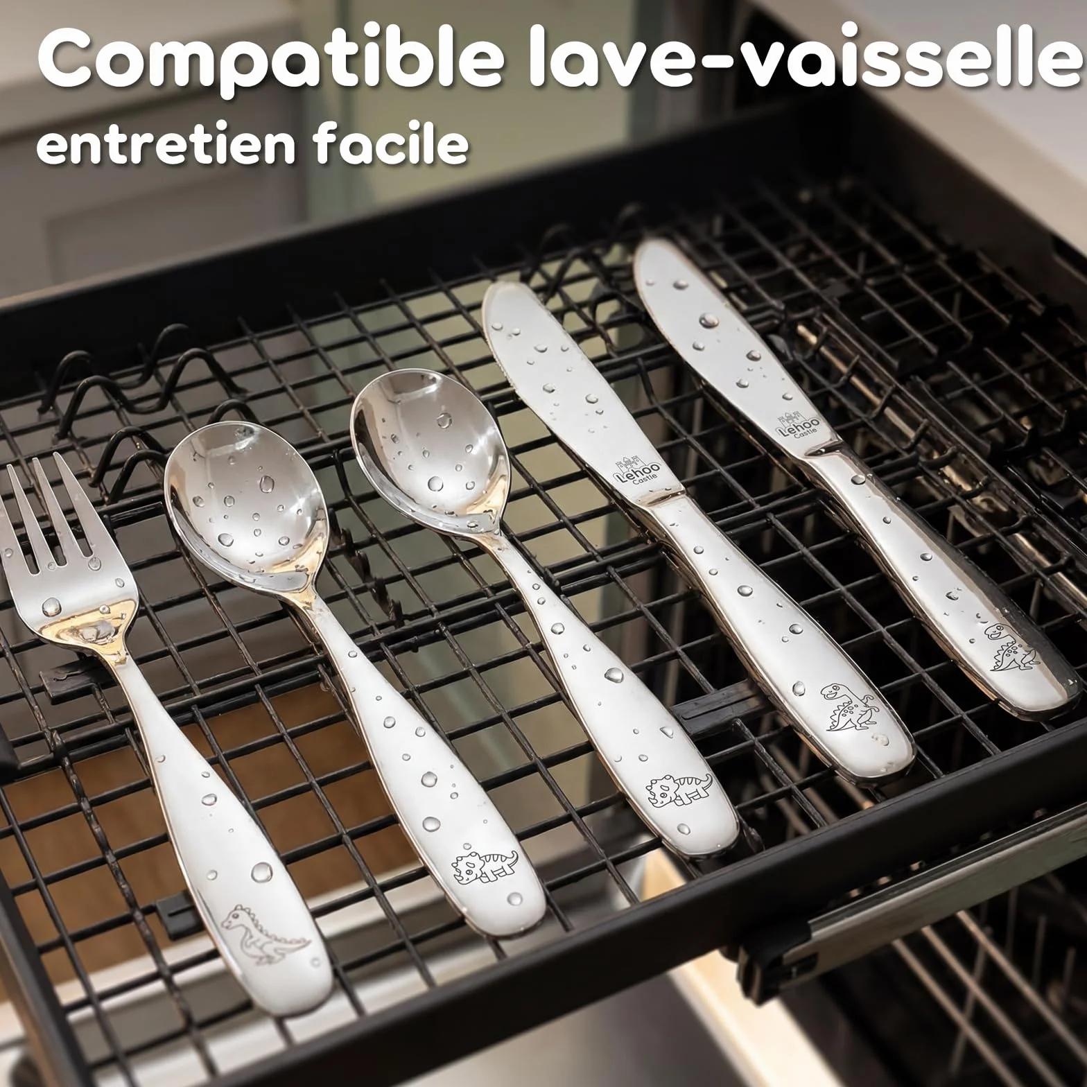 Lehoo Castle Couvert Enfant Inox 6 PCS Set Bebe 3+ Ans