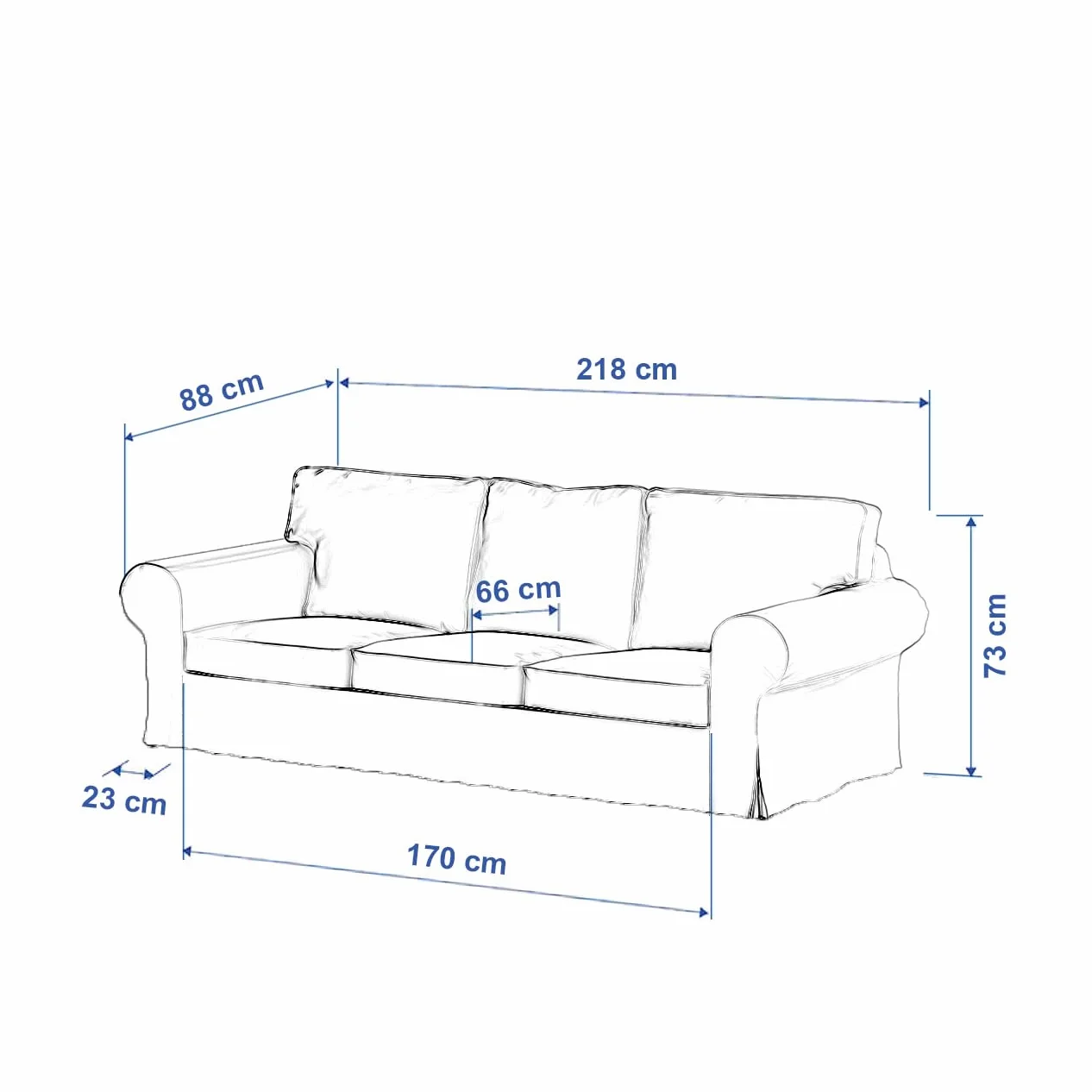 Housse de canapé Ektorp 3 places bleu non pliable Dekoria