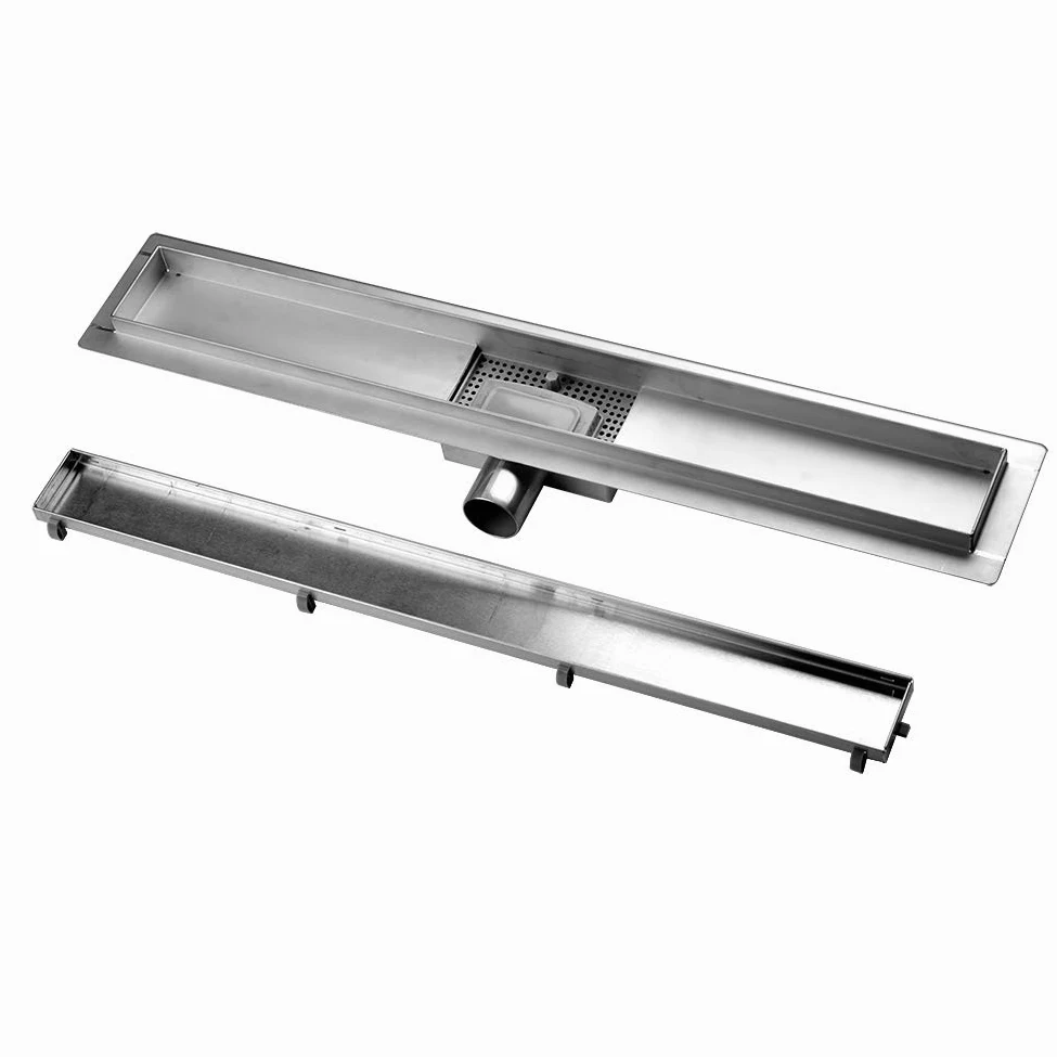 SIENOC Caniveau pour Douche,50cm,Caniveau de Douche en Acier Inox Siphon Sol d'évacuation à Carreler pour Salle de Bain,avec appareil désodorisant et filtre à cheveux