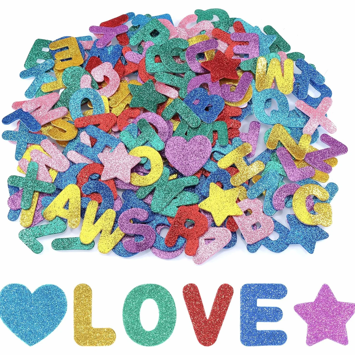 Stickers Lettres Alphabet en Mousse Couleurs Paillettes DIY Artisanat