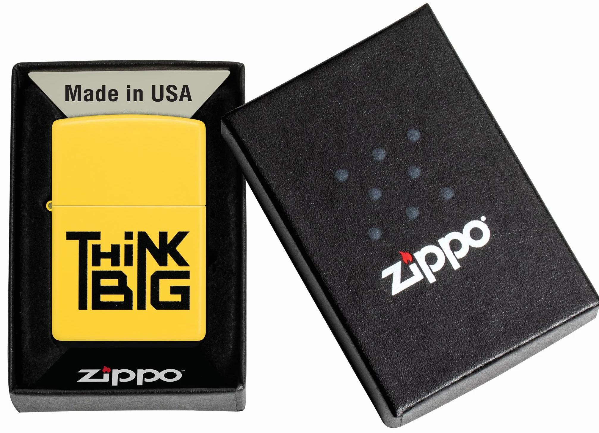 Zippo Briquet Tempête - Think Big Design - Rechargeable - Coffret Cadeau - Métal - Fabriqué aux USA, Jaune