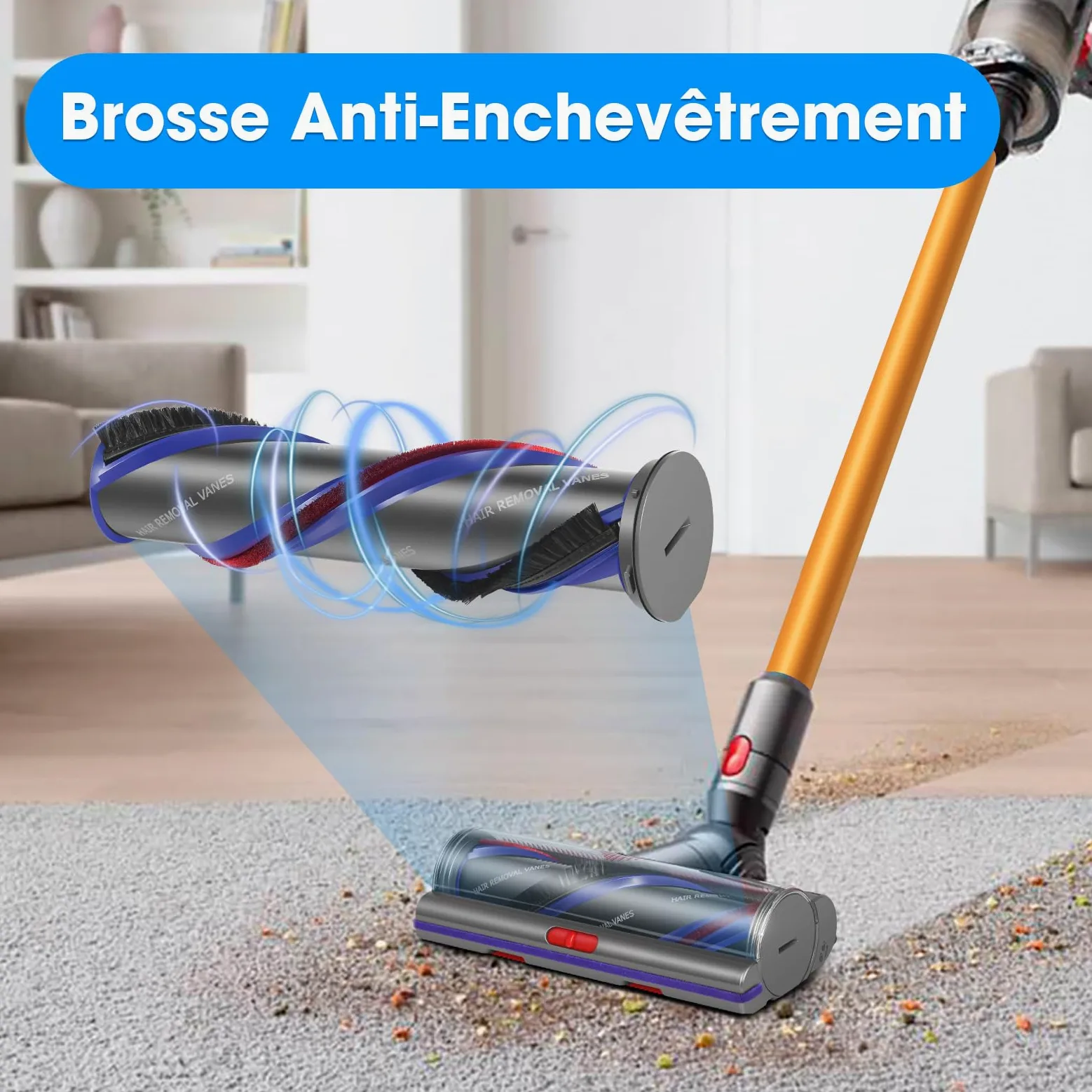 V11 Brosse High Torque pour Dyson V11 V15 V10 V8 V7 | Accessoires de Tête de Brosse, Anti-Enchevêtrement, Adaptés Aux Tapis et Aux Sols Durs