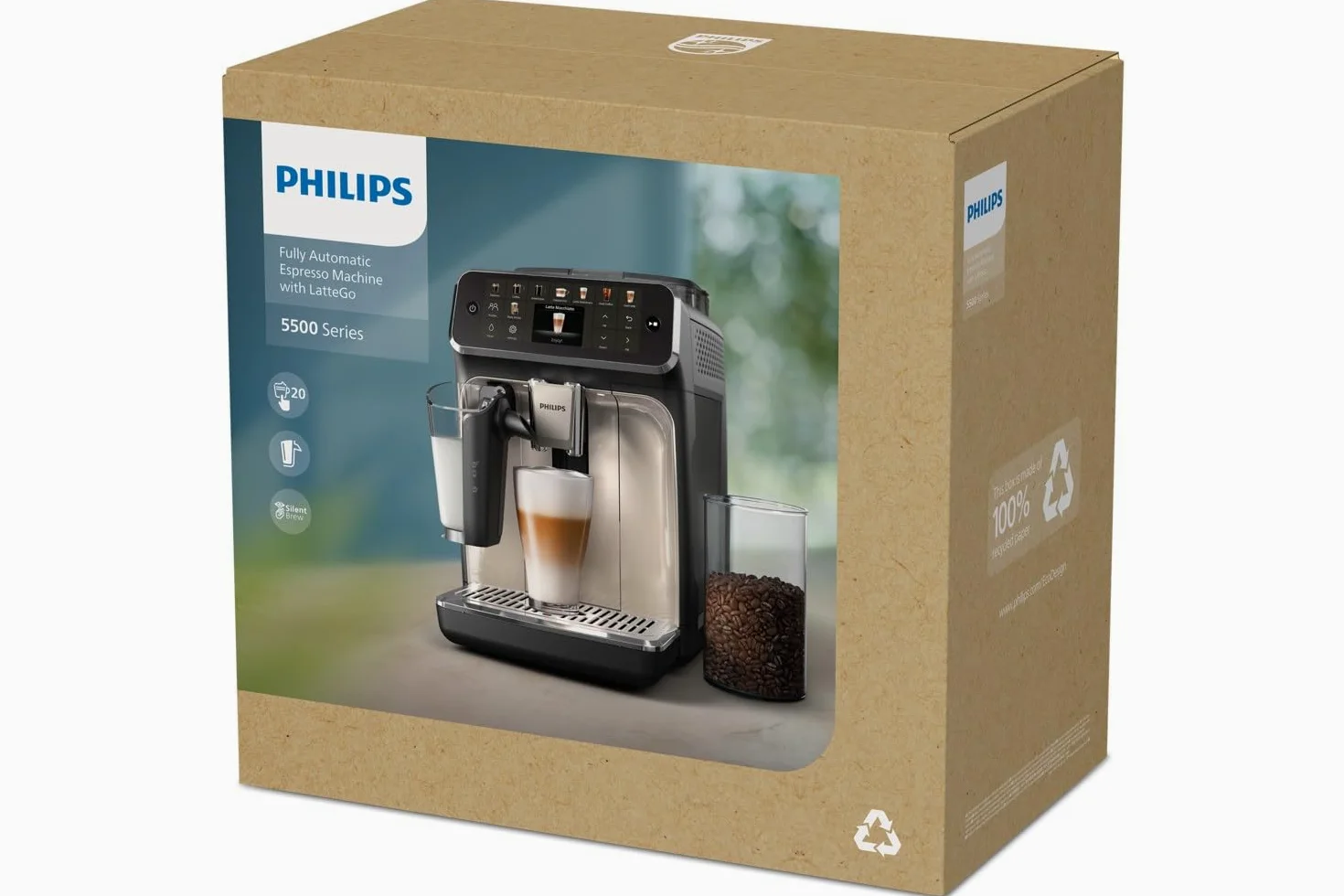 PHILIPS 5500 EP5545/70 Machine à expresso automatique, 1,8 l, 15 bar, blanc