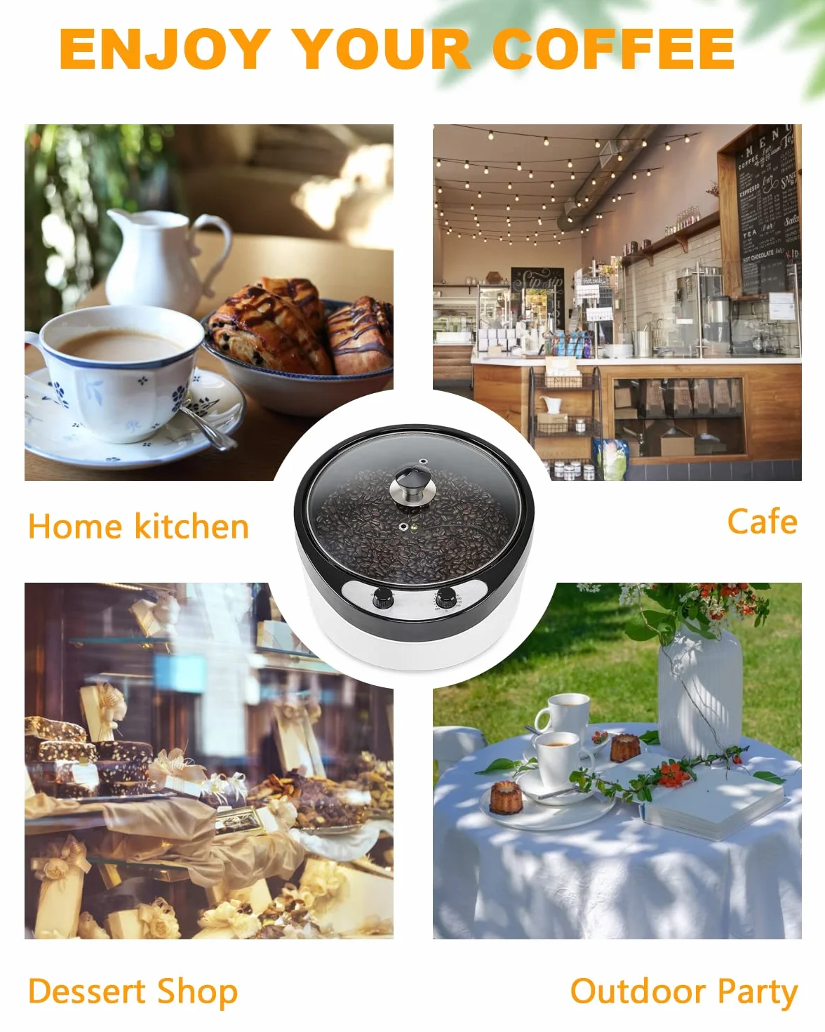 Torréfacteur de Café 800g 1200W 0-240℃ Machine à Torréfier Maison