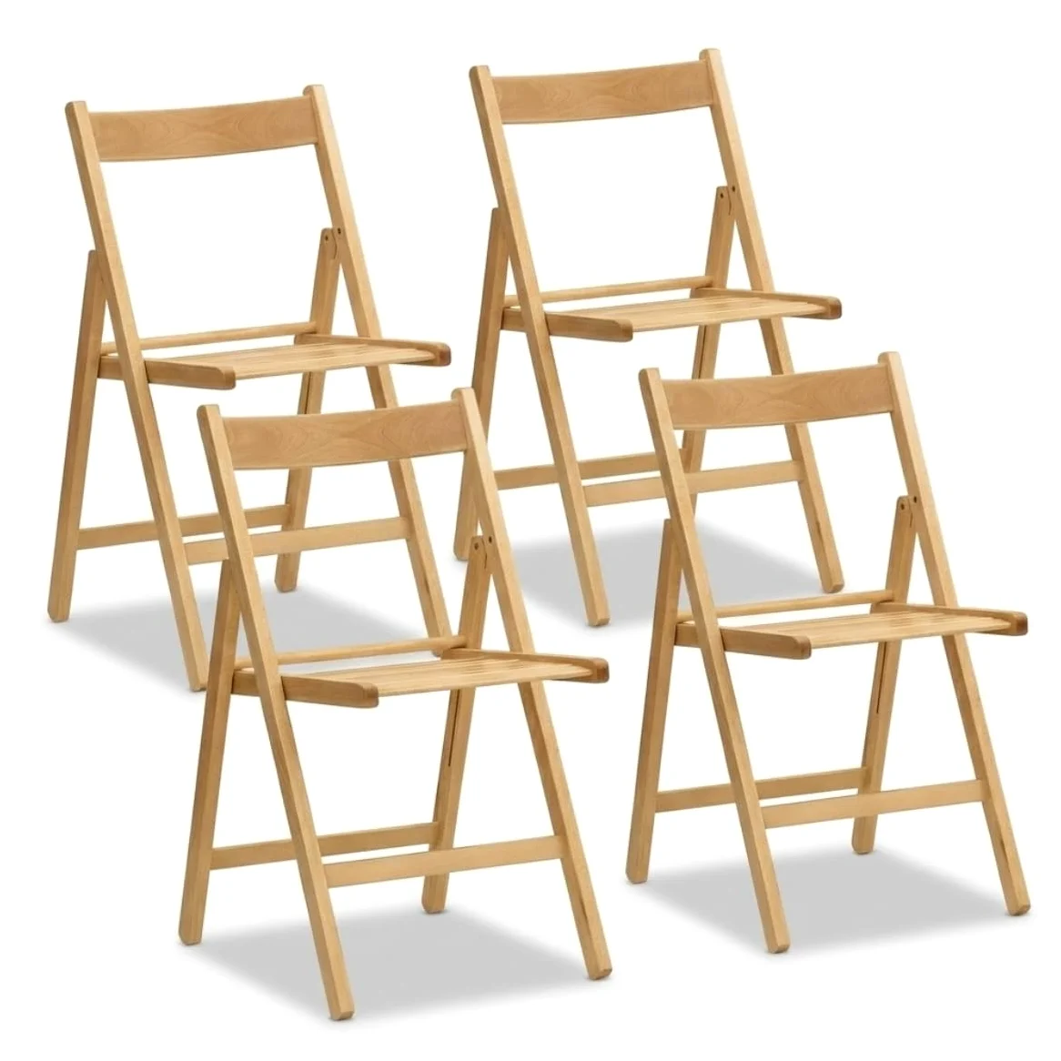 Tomaino - Lot de 4 chaises pliantes de camping en bois - Pour intérieur et extérieur - Peu encombrant, idéal pour cuisine, jardin, balcon (naturel)