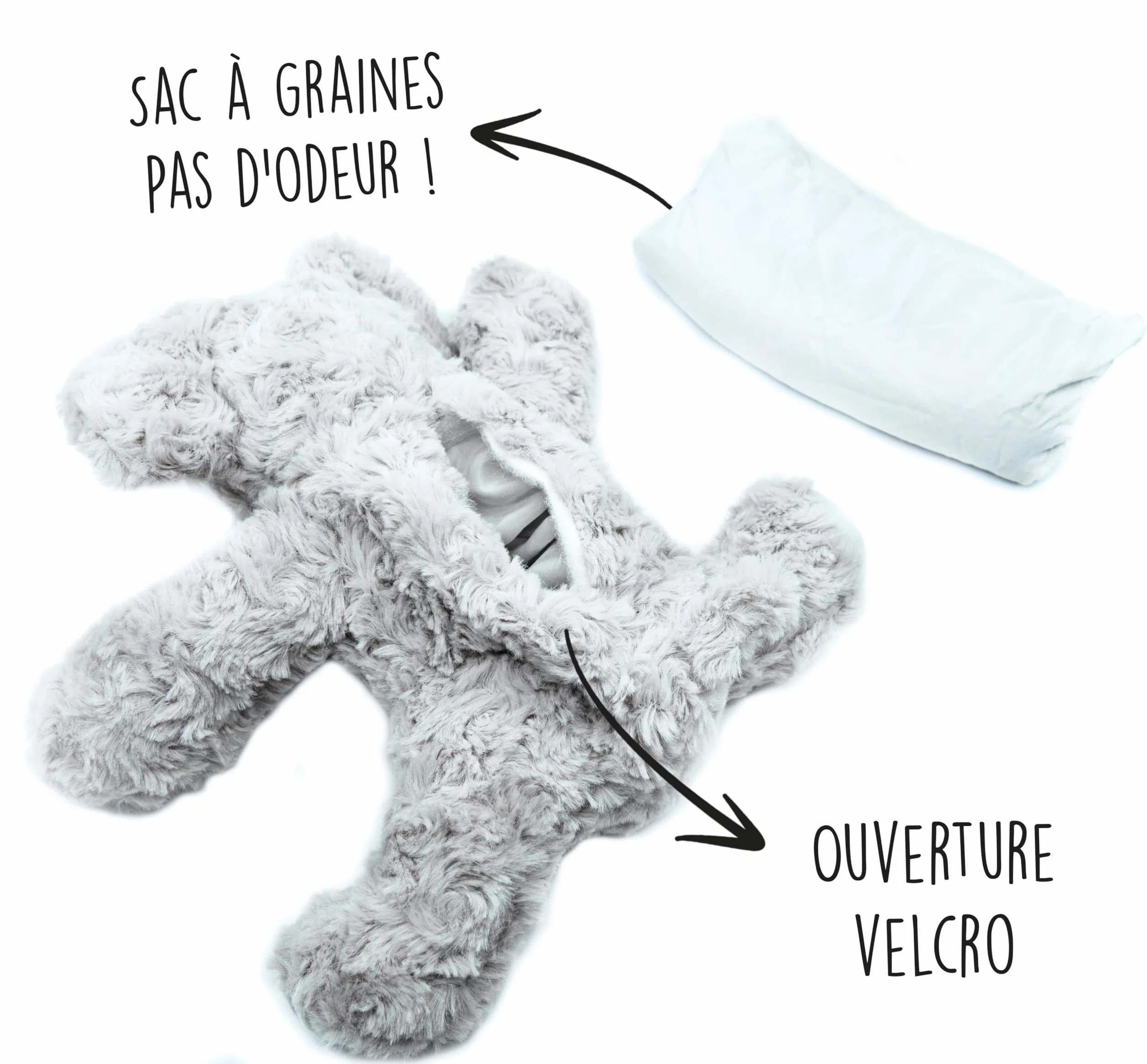 Bouillotte Micro-Onde Peluche 23 cm Éléphant pour Bébé Coliques