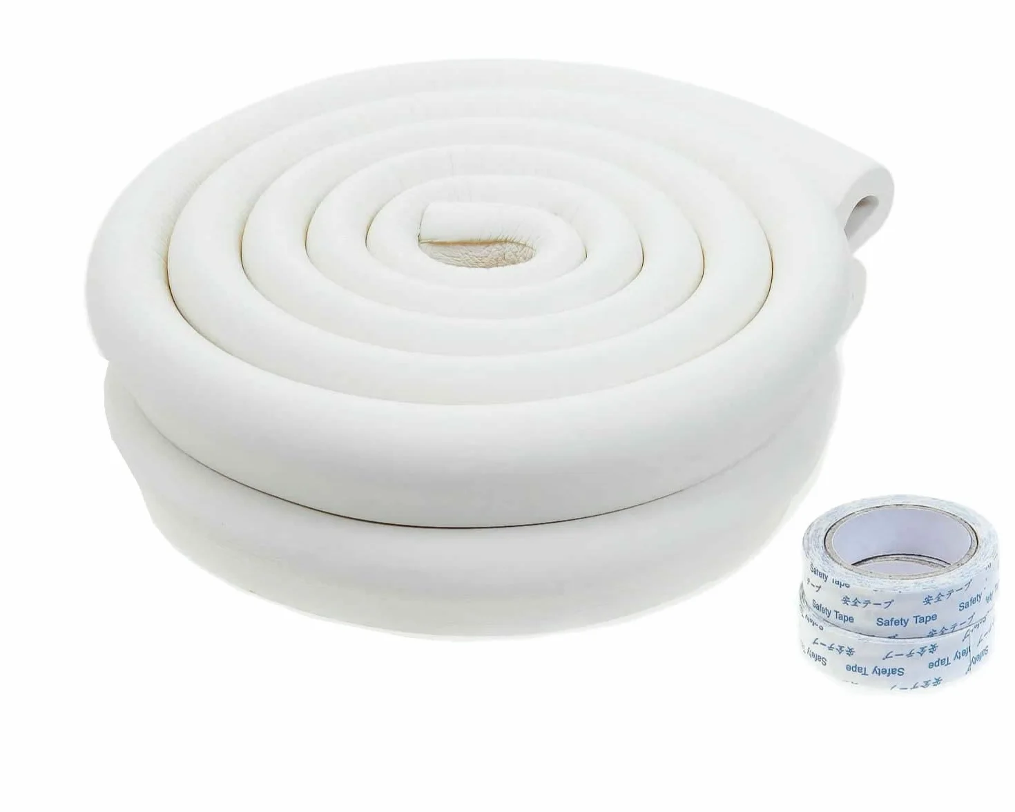 TUKA Rouleau Mousse Anti Choc 4 Mètre (2x2m) U-Forme Protecteurs Bords de Table en Verre, Blanc Cassé