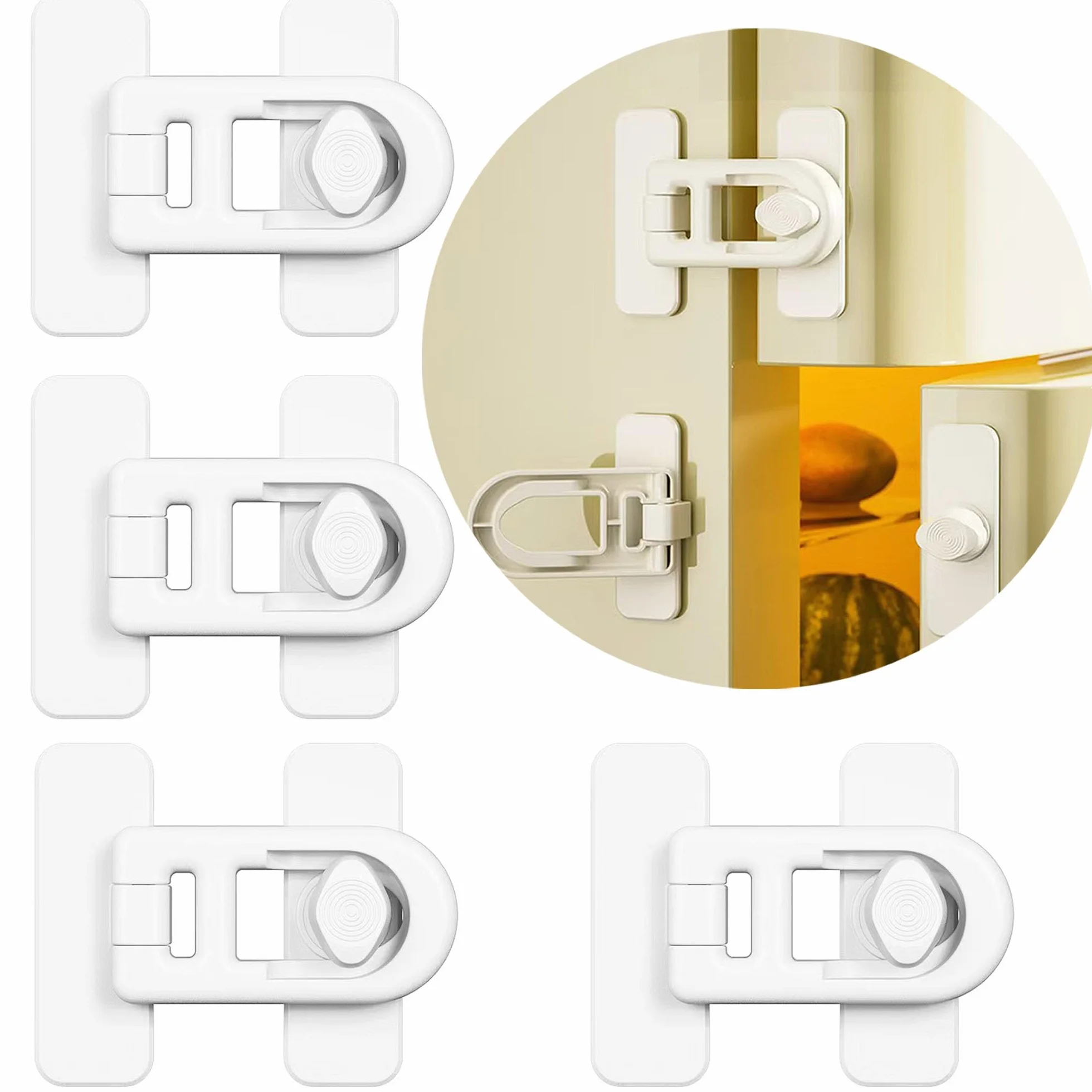 Serrure de porte de réfrigérateur sécurité enfant 4 Pack adhésif 3M Blanc